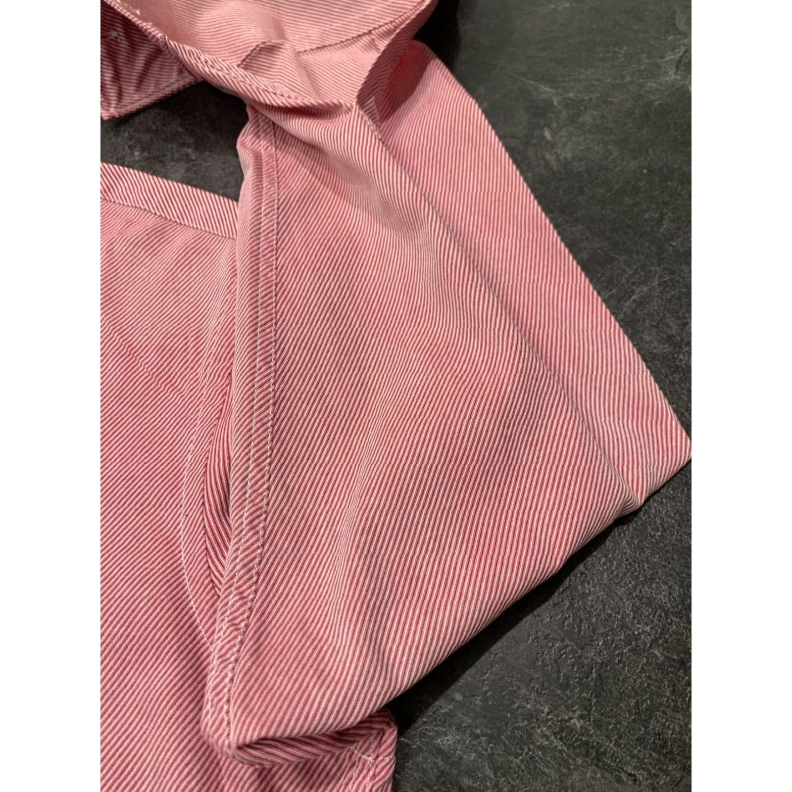 Pinko Robert Lewis Pink Striped Dress Shirt Button-Up Long Sleeve Men's 17.5 Regular FRENCH CUFF Size 46R - 3 Thumbnail
