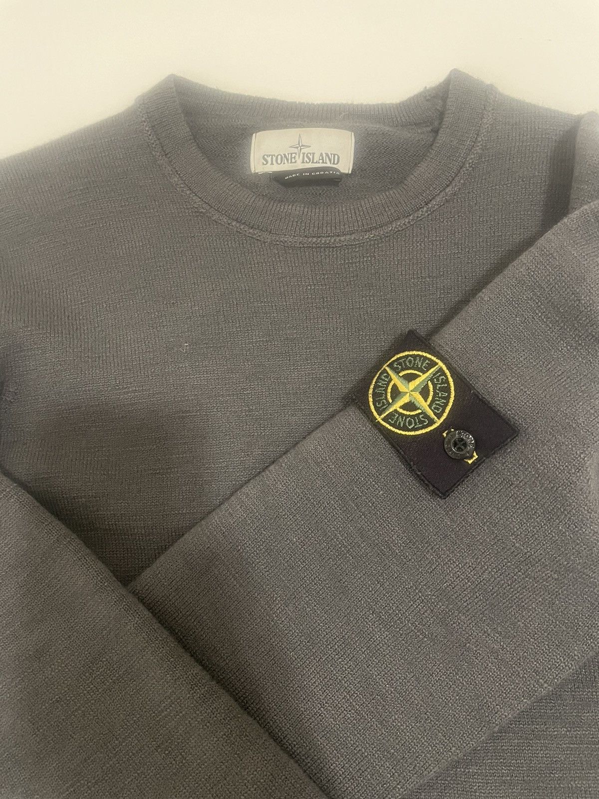 image of Stone Island Crewneck Sweater With Patched Logo in Grey, Men's (Size Medium)