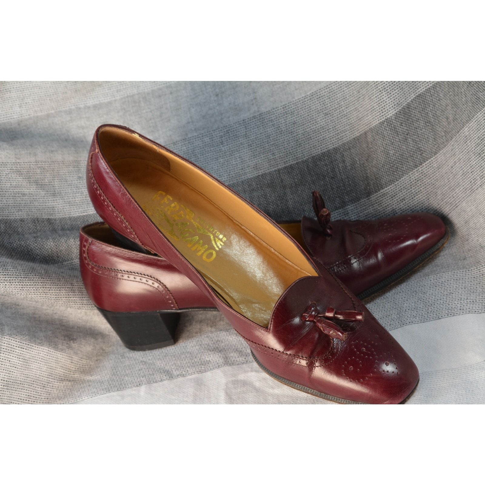 Salvatore Ferragamo Vintage Salvatore Ferragamo burgundy leather tassel loafers Size US 8 / IT 38 - 1 Thumbnail