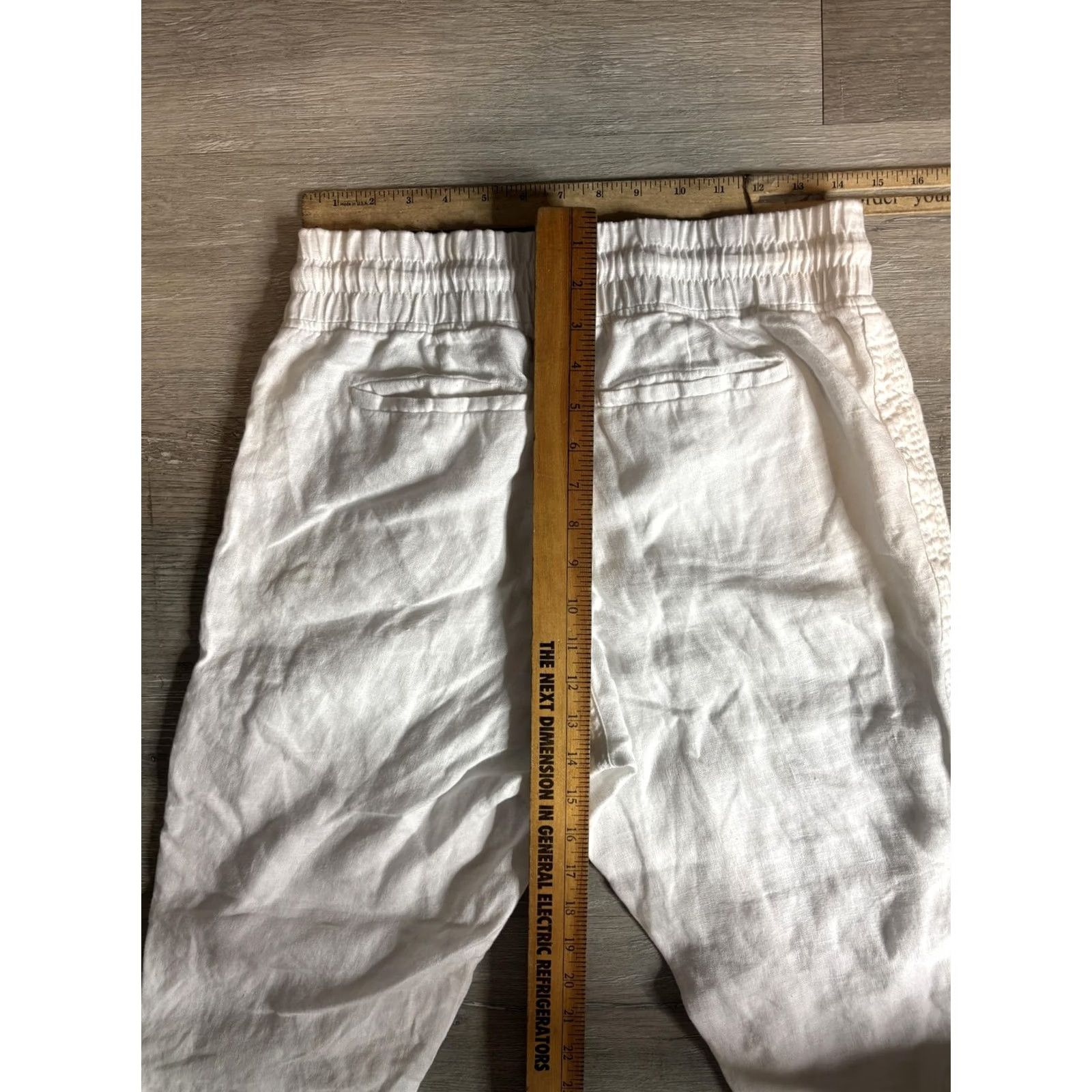 Athleta Athleta Jogger Pants Womens 6 White Cabo Linen Elastic Waist Cuffed Hem Pockets Size 28" / US 6 / IT 42 - 5 Thumbnail