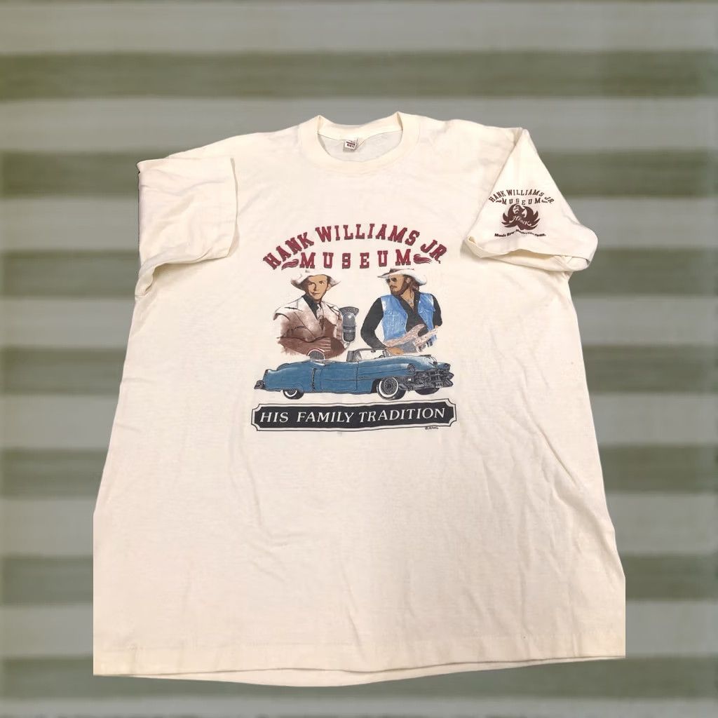 Vintage VTG Hank Williams Jr’s Family Tradition Museum Vintage XL T-Shirt Belton Brown Cotton Crew Short Sleeve Men 46/48 Regular Seasonal Summer Spring Fall Size US XL / EU 56 / 4 - 1 Thumbnail