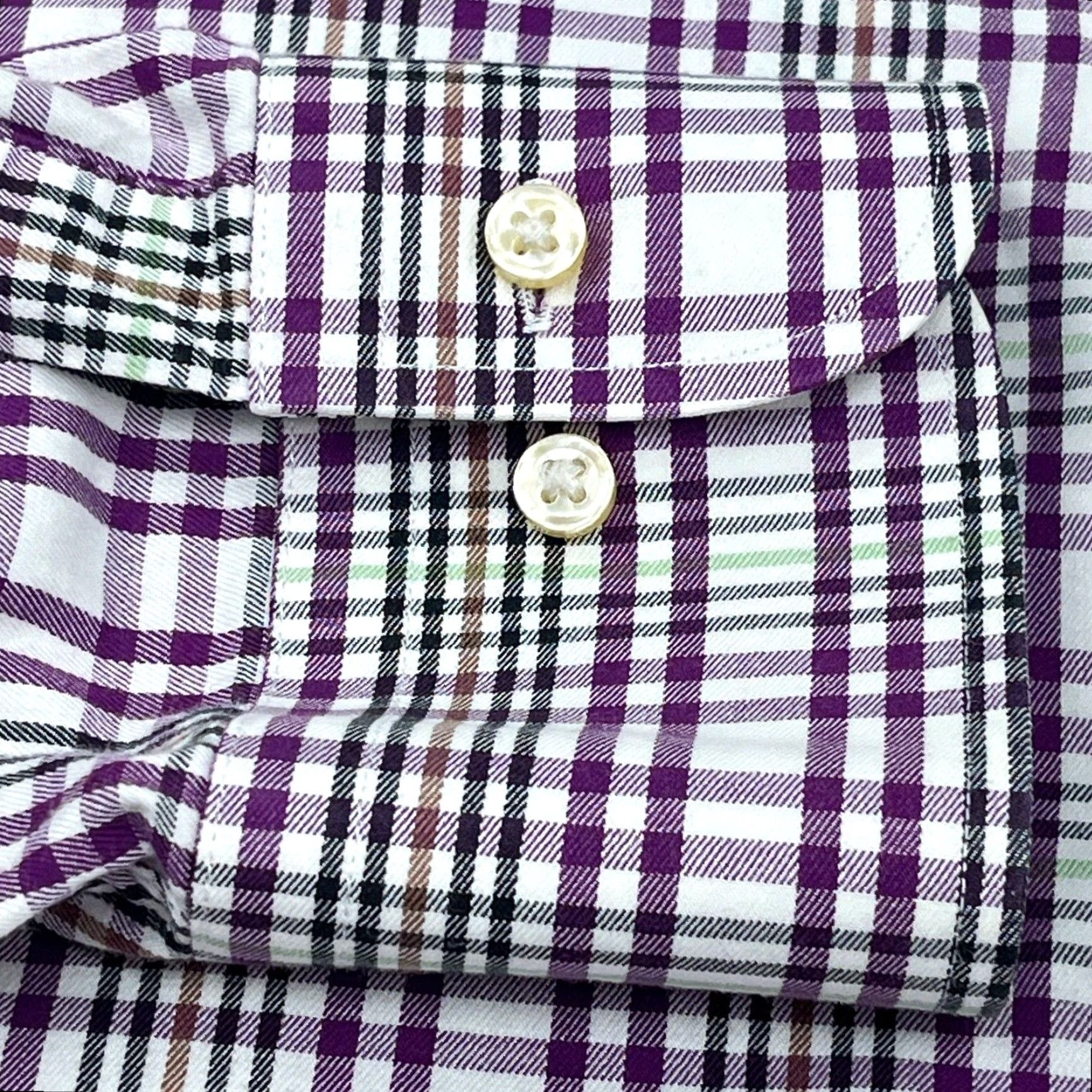 Peter Millar Peter Millar Shirt Men Large Purple White Plaid Flannel Dress Button Up Adult Size 42R - 3 Thumbnail