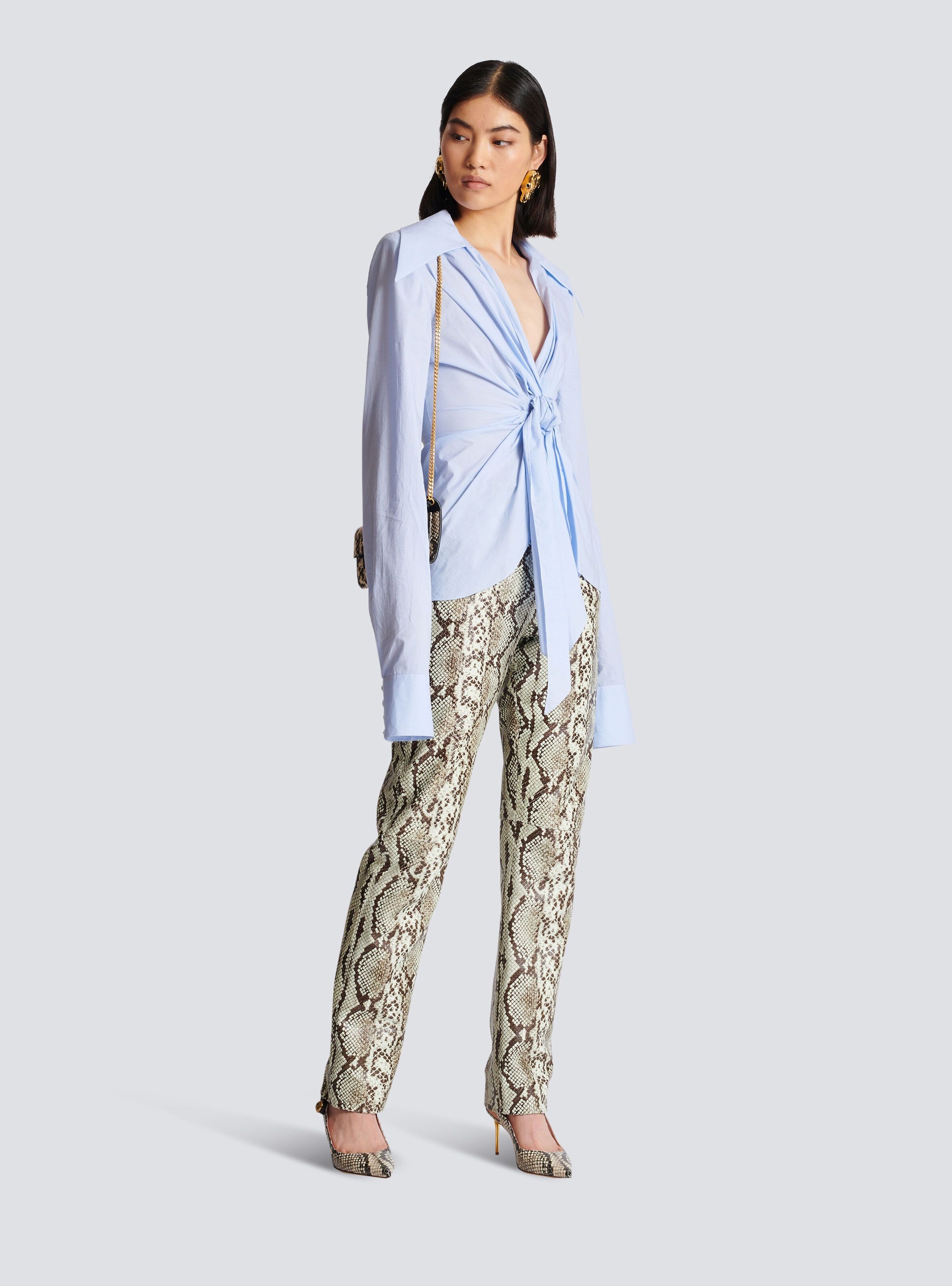 Balmain o1y0625 Checked Shirt in Sky Blue Size M / US 6-8 / IT 42-44 - 2 Thumbnail