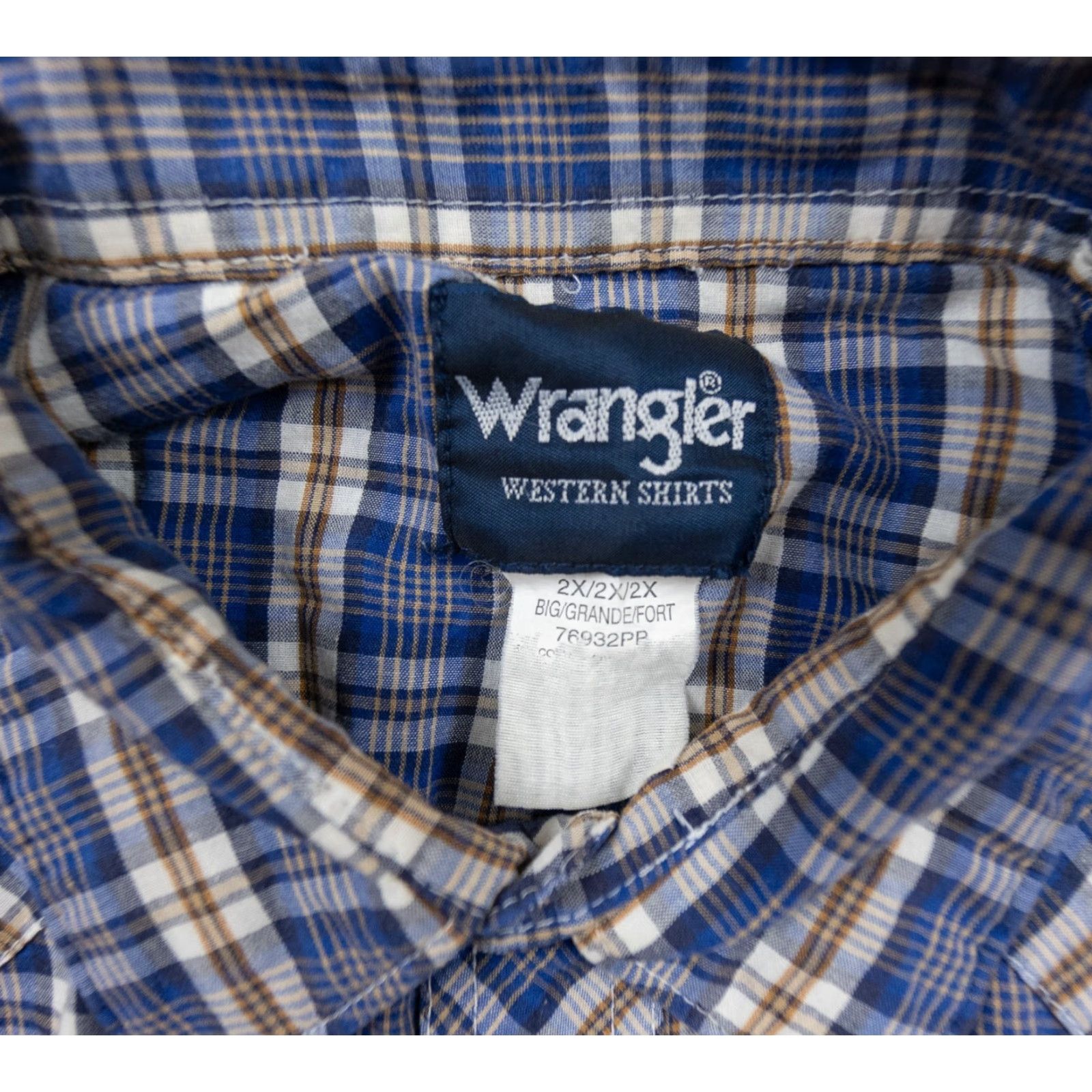 Wrangler VINTAGE Wrangler Shirt Mens Big 2X Blue Plaid Pearl Snap Button-Down Western Size US XXL / EU 58 / 5 - 5 Thumbnail