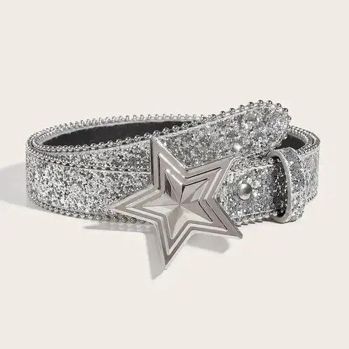 Vintage Y2k Star Buckle silver Belt Size ONE SIZE - 1 Thumbnail