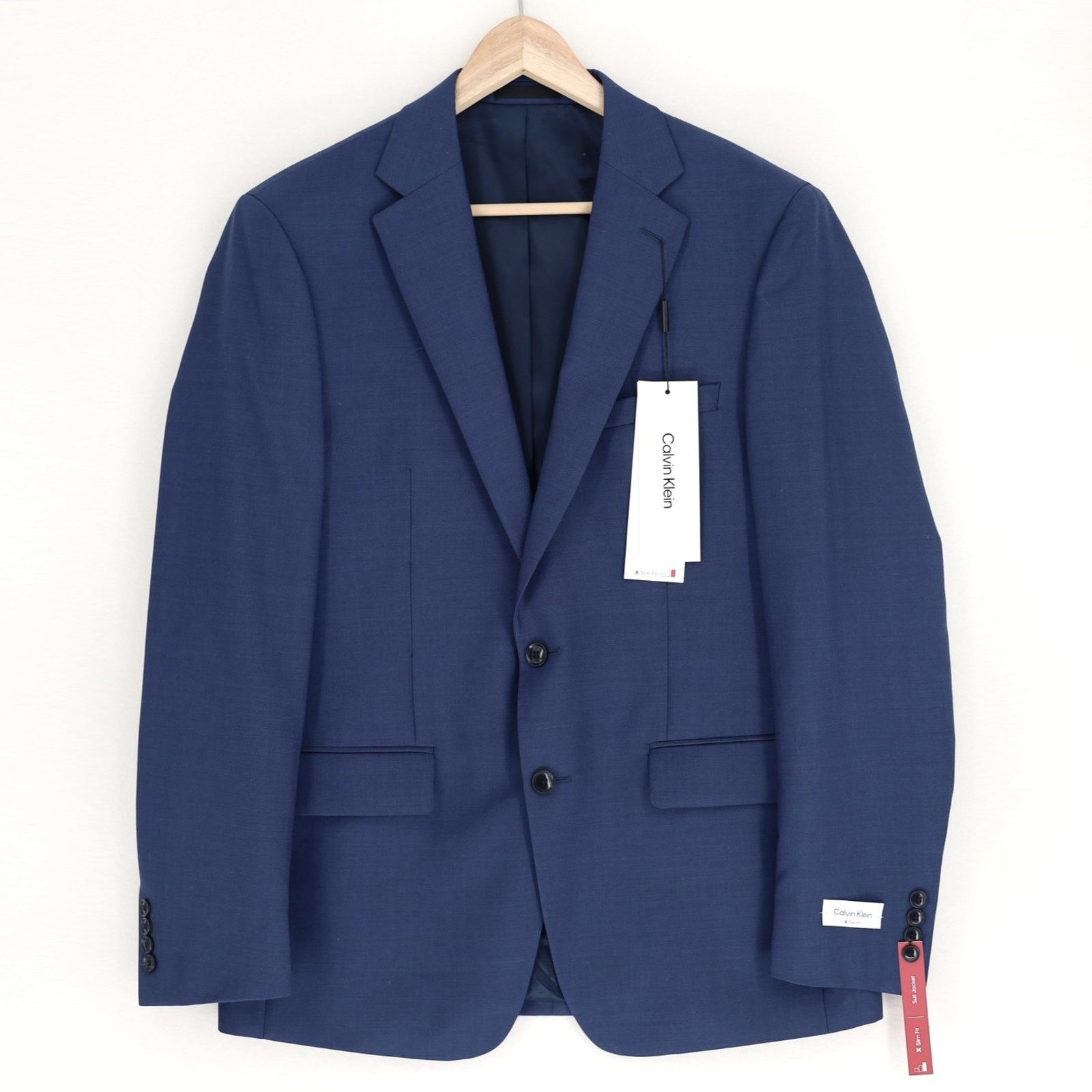 Calvin Klein Calvin Klein Men's Blue Wool Slim-Fit Suit Blazer Size 42R Size 42R - 2 Thumbnail
