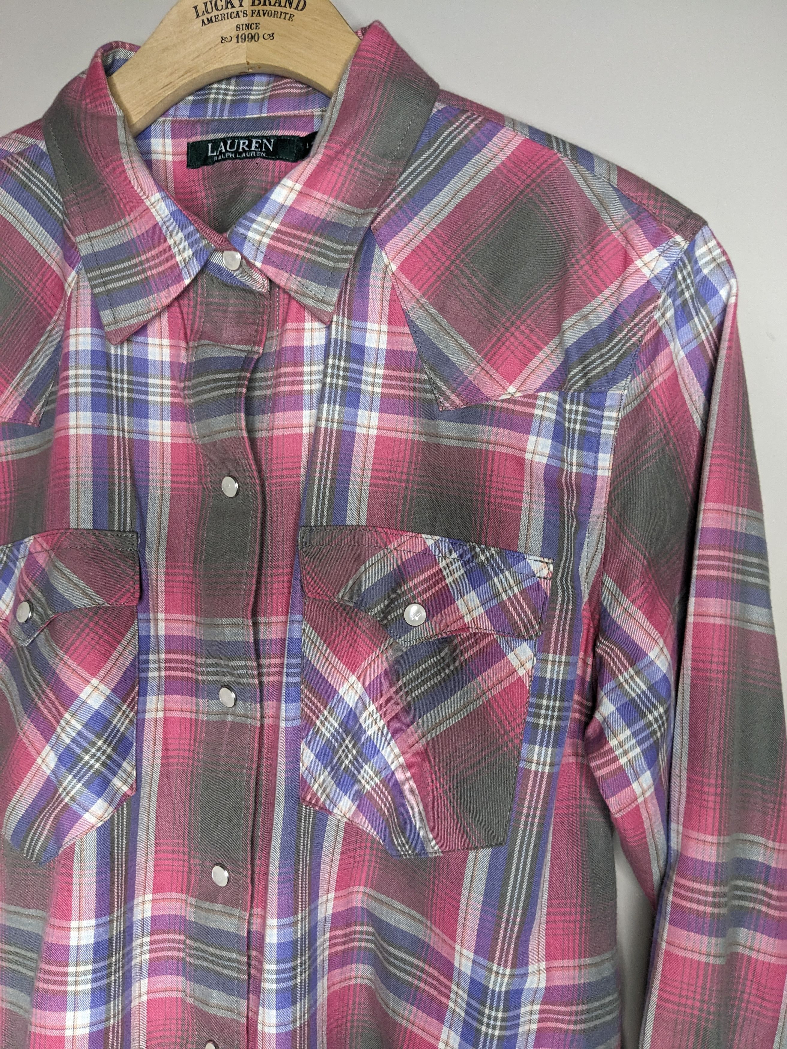 Lauren Ralph Lauren Ralph Lauren Plaid Pearl Snap Shirt Woman Large Pink Western Size L / US 10 / IT 46 - 5 Thumbnail