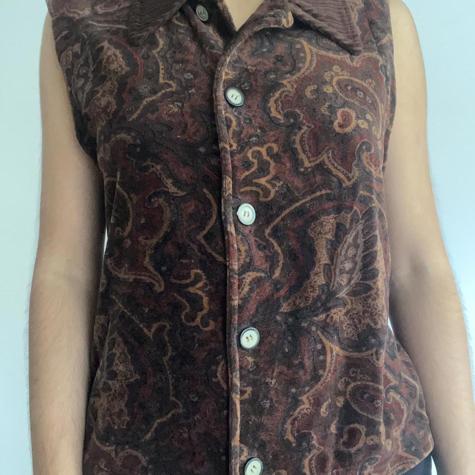 Other Brown paisley button up vest with tie back #boho #western Size S / US 4 / IT 40 - 2 Thumbnail