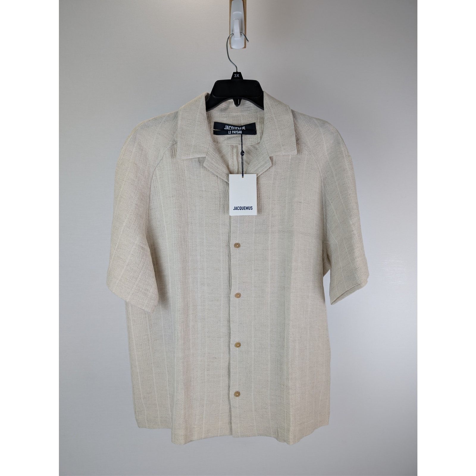 Jacquemus o1rshd1 La Chemise Fonccio camp-collar Button up shirt Beige Size US M / EU 48-50 / 2 - 8 Thumbnail