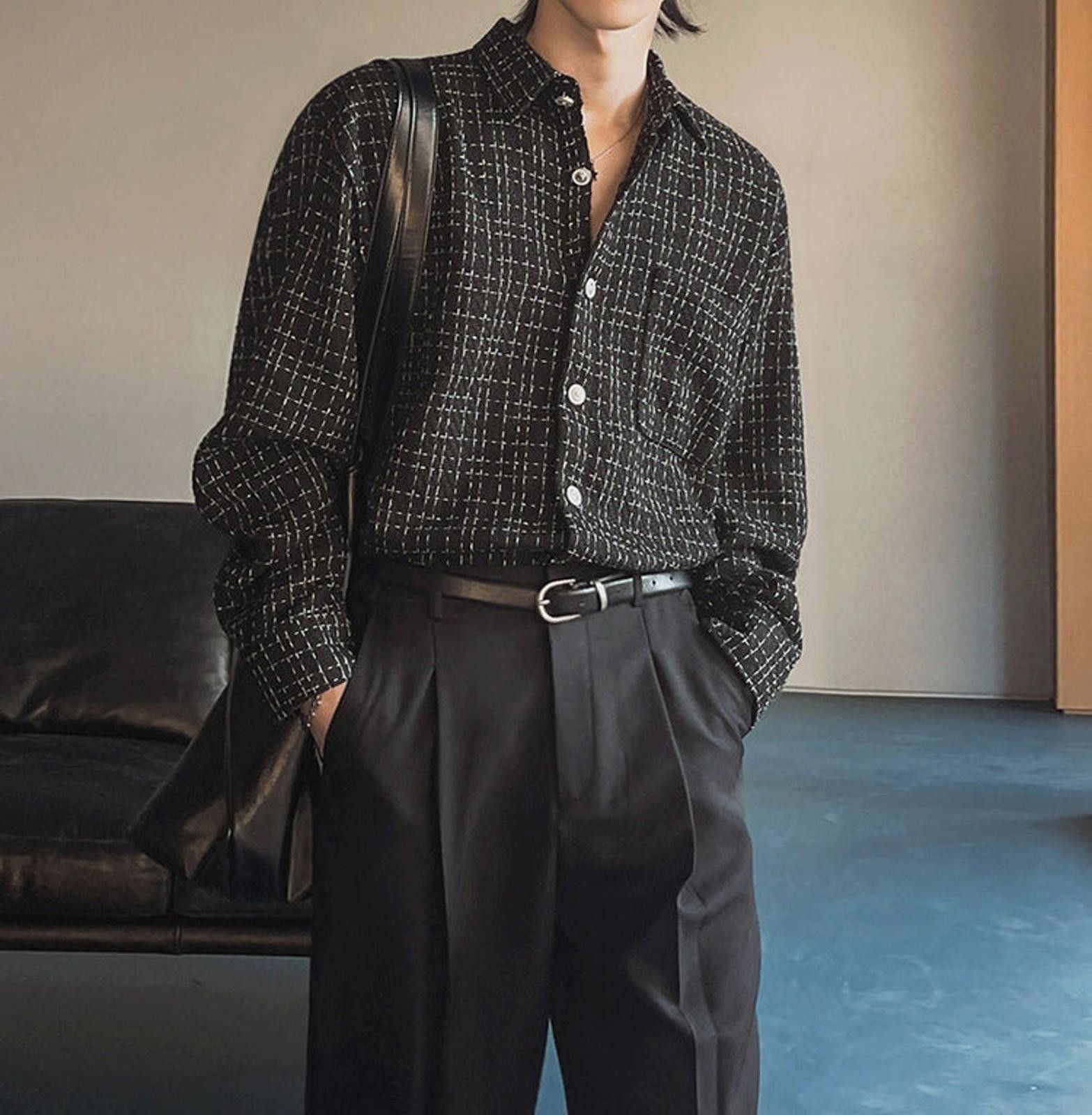 Vintage White Checked Oversized Button-Up Shirt, Casual Mens Shirt Size US M / EU 48-50 / 2 - 6 Thumbnail