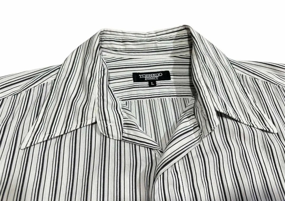 Japanese Brand × Tornado Mart ♟️ Y2K Archived Tornado Mart Striped Shirt Hidden Button Size US L / EU 52-54 / 3 - 11 Thumbnail