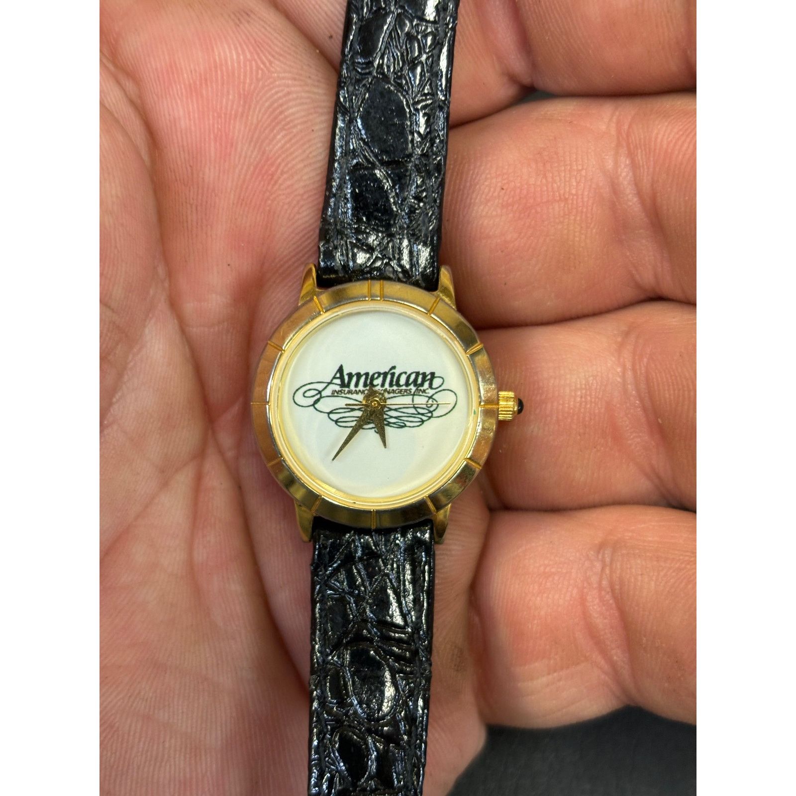 (B).Stroy American Black Leather Band Womens Watch! Size ONE SIZE - 1 Thumbnail