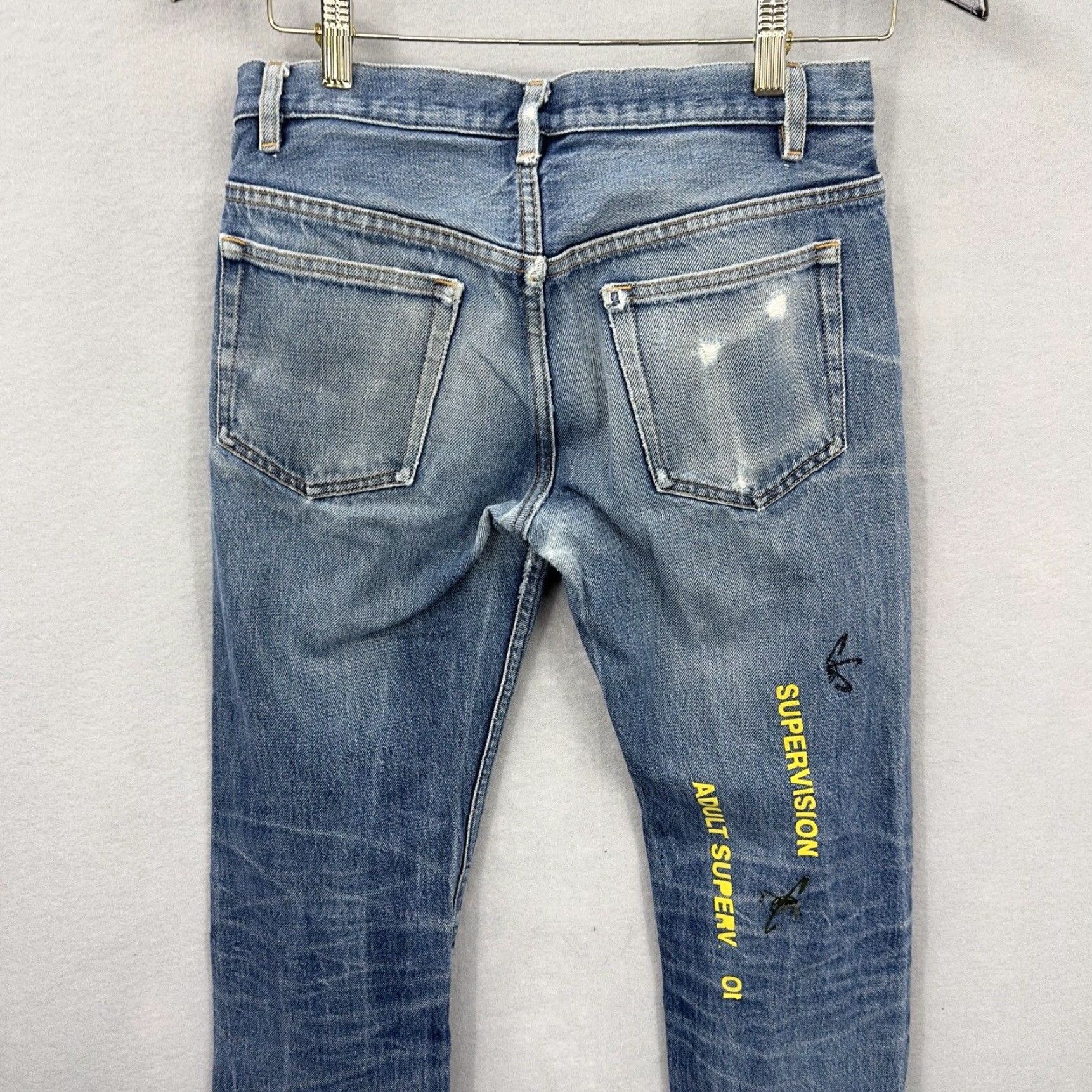 A.P.C. VINTAGE A.P.C. Selvedge Distressed Denim Jeans Women 28 Painted Academia Skull Grunge Jeans Size 28" / US 6 / IT 42 - 5 Thumbnail