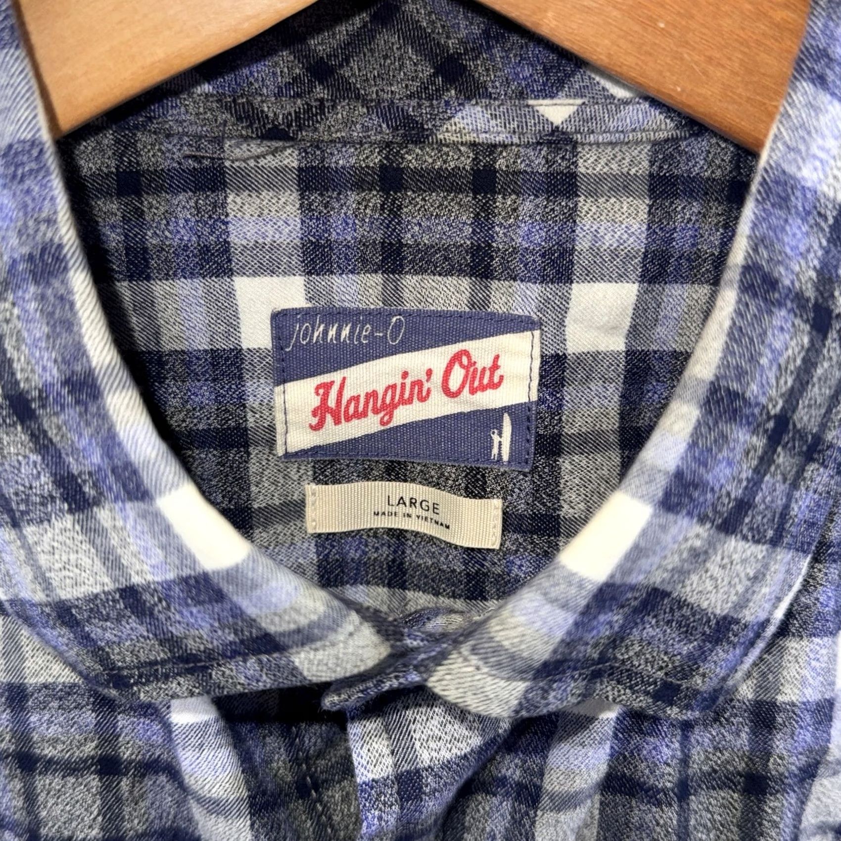 johnnie-O Johnnie-O Shirt Mens Large Blue Gray Plaid Button-Down Long Sleeve Shirt Girls? Size US L / EU 52-54 / 3 - 4 Thumbnail
