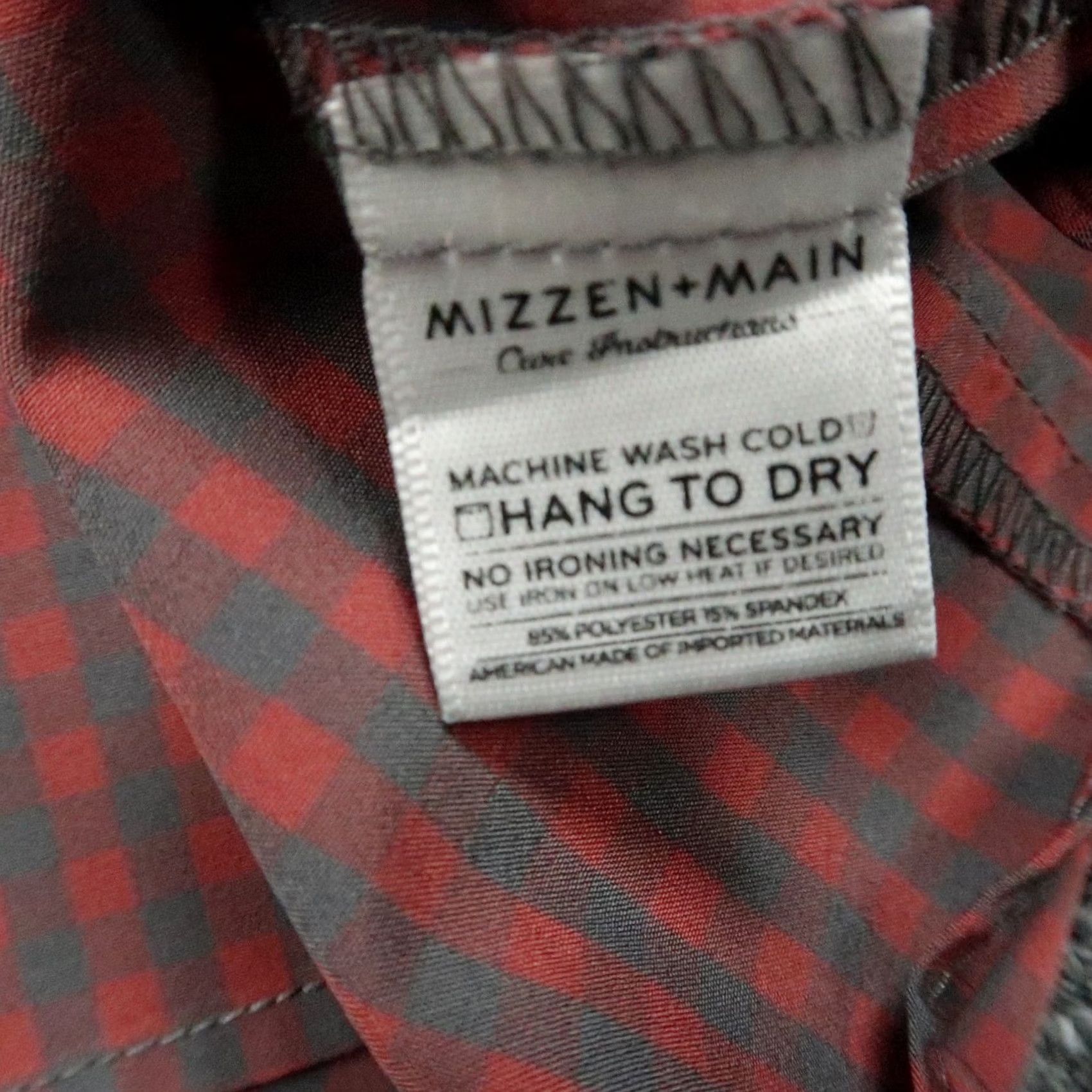 Mizzen+Main Mizzen+Main Shirt Mens 2XL Red Gingham Long Sleeve Button-Up Collared Polyester Stretch Casual Workwear Mens Size US XXL / EU 58 / 5 - 5 Thumbnail