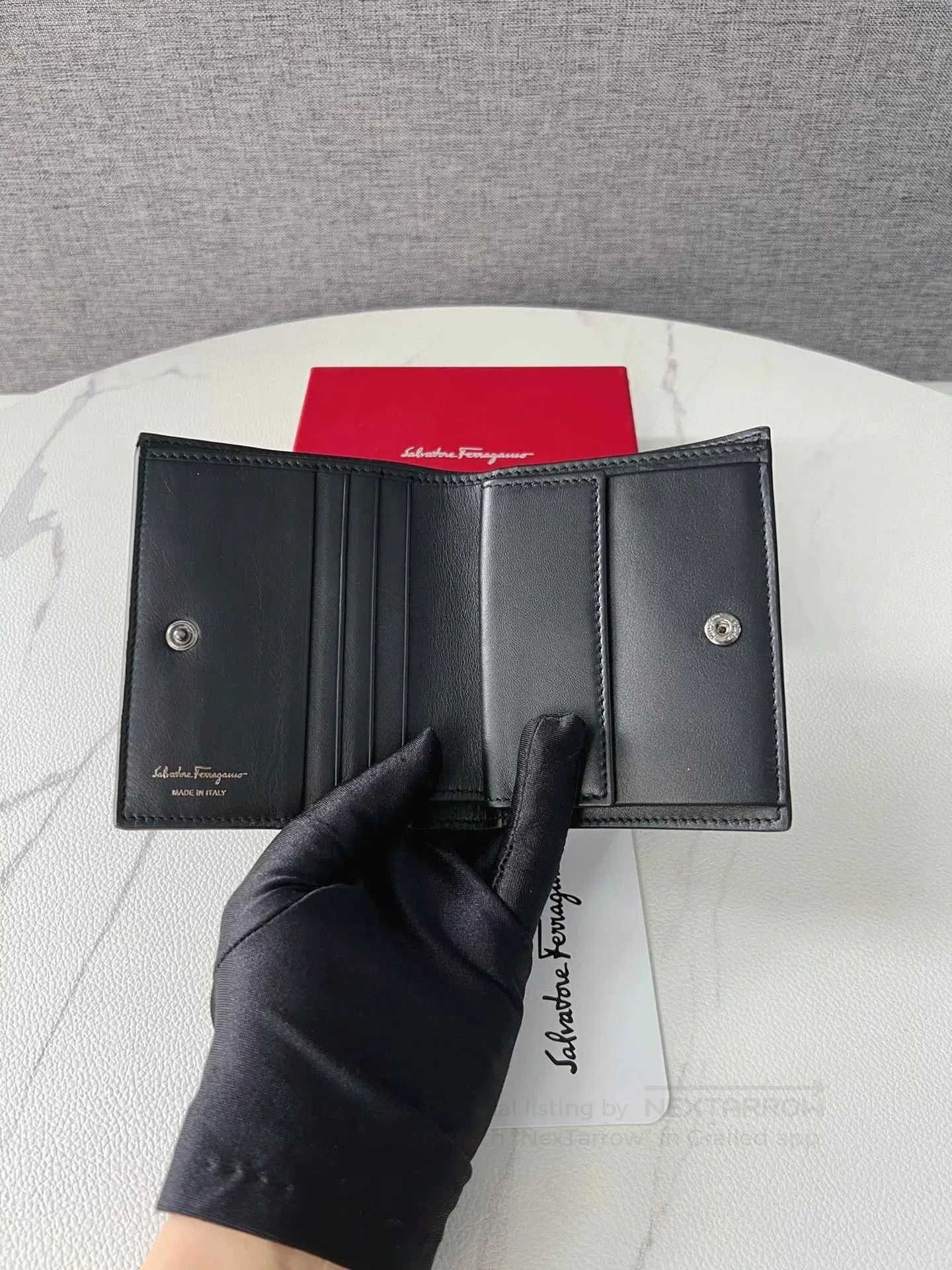 Salvatore Ferragamo Ferragamo Black Bow Short Wallet. Size ONE SIZE - 5 Thumbnail