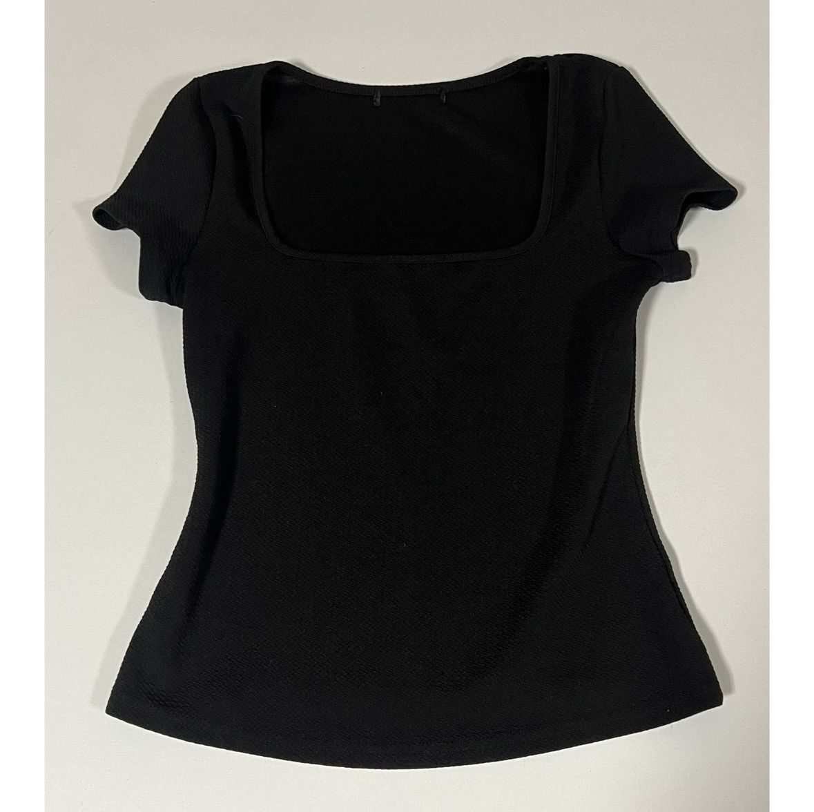Japanese Brand Black Square-Neck Short Sleeve Shirt Top Blouse Tee Size S 🖤 Size S / US 4 / IT 40 - 1 Thumbnail