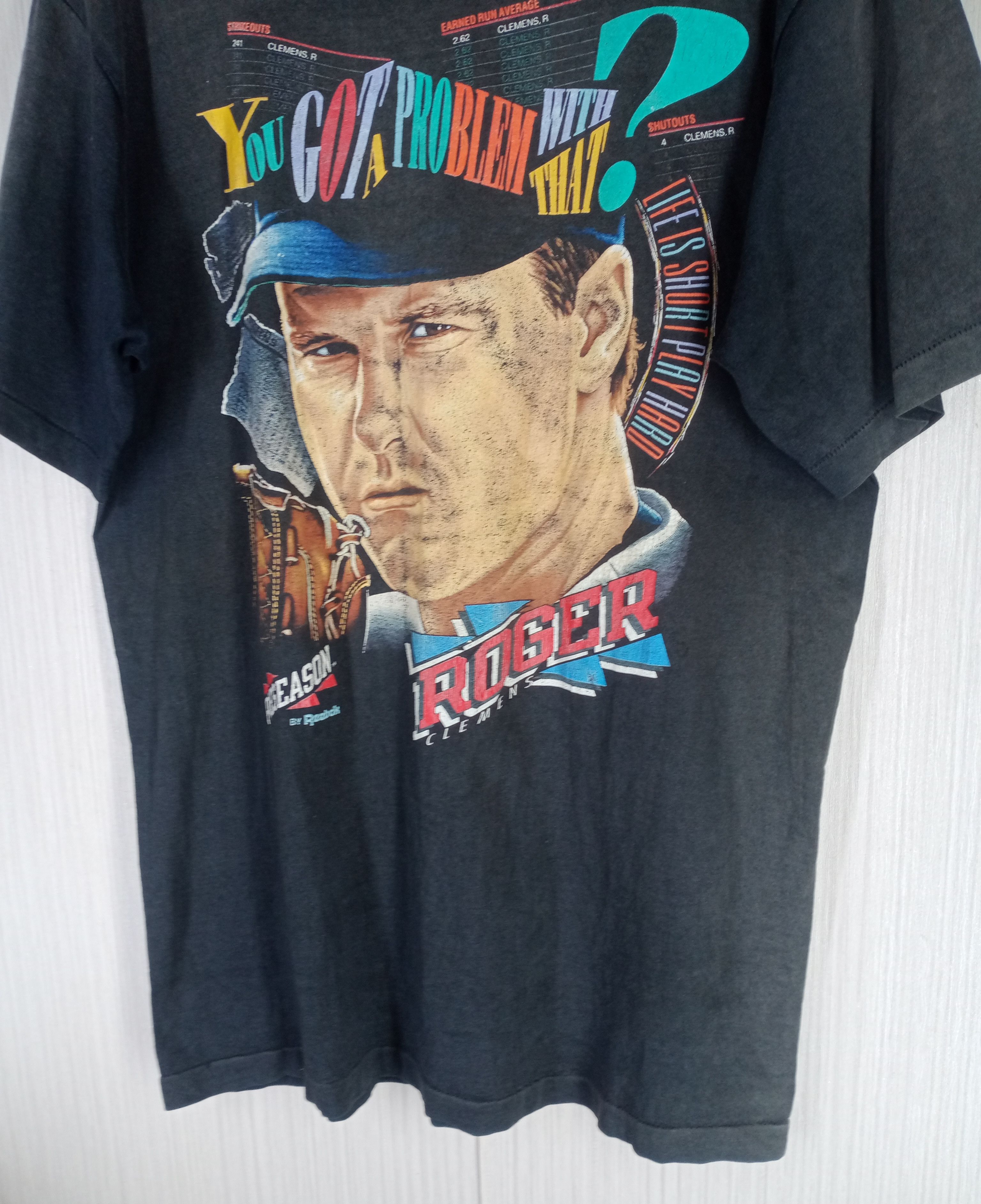 MLB × New York Yankees × Reebok Rare Vintage Distressed Roger Clemens Tshirt Size US L / EU 52-54 / 3 - 6 Thumbnail