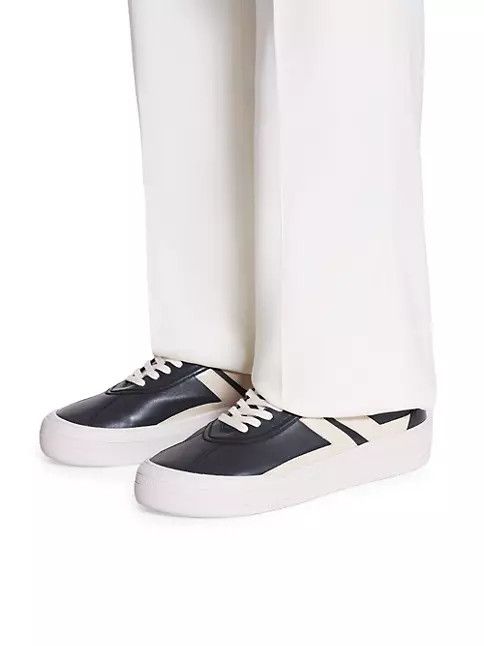 Future × Lanvin o1w1db11124 Leather Cash Low-Top Sneakers in Black/Ivory Size US 7 / EU 40 - 2 Thumbnail