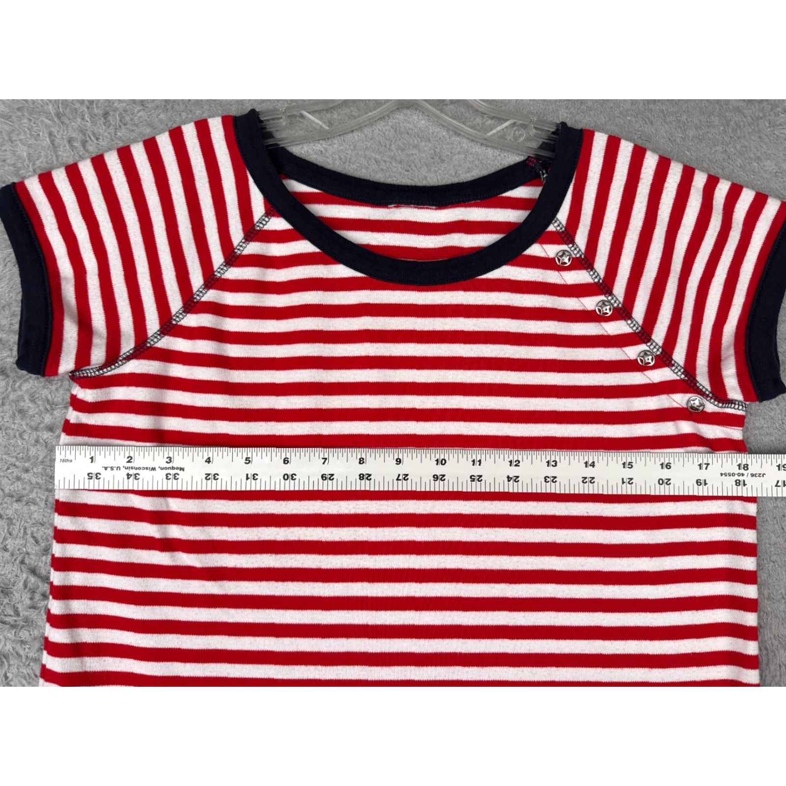 Vintage Embellished Stars Shirt Women XL Red Striped Crew Neck Short Sleeve Cotton Sports Womens Size XL / US 12-14 / IT 48-50 - 7 Thumbnail