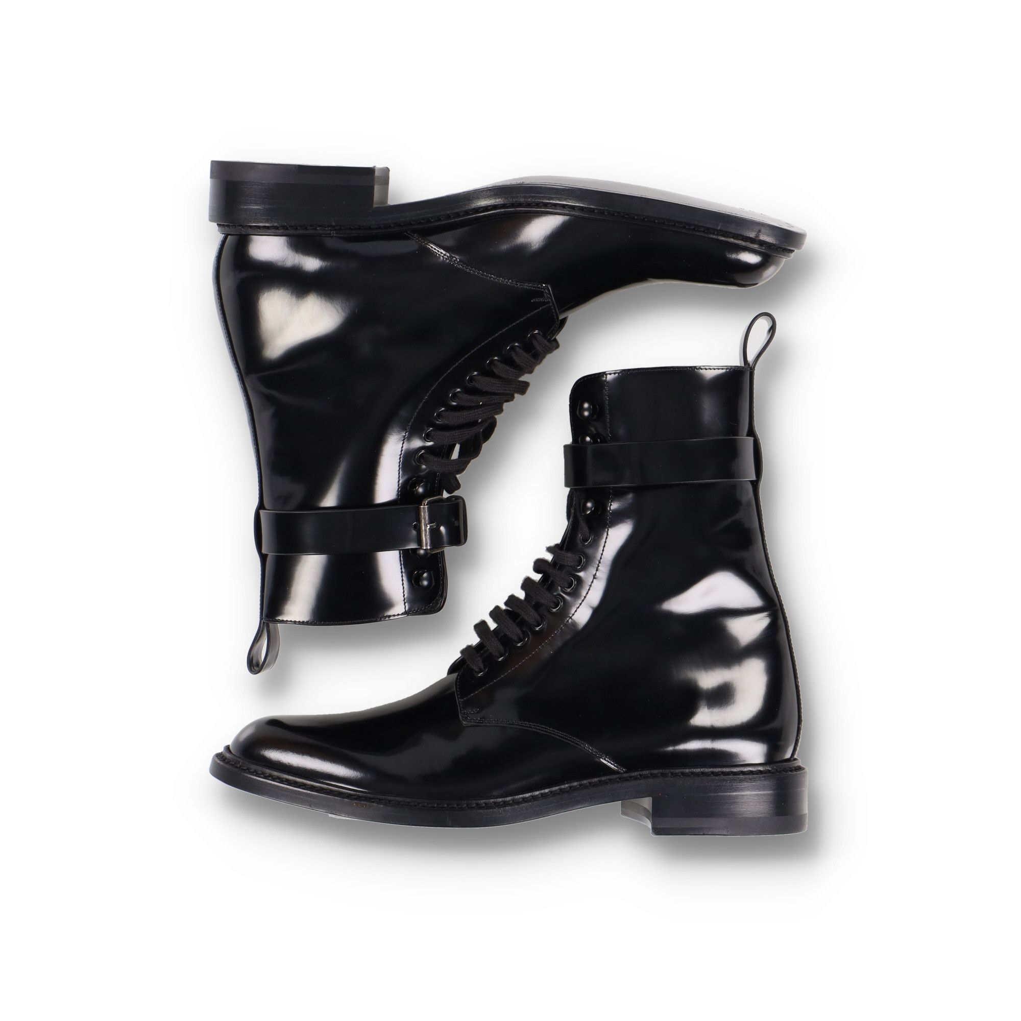 Saint Laurent Paris Black Army 20 Glazed Leather Boots Size US 7 / EU 40 - 3 Thumbnail