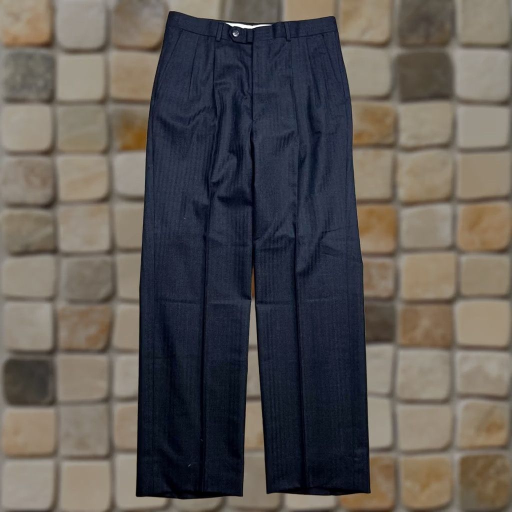 Vintage VINTAGE 80s Wool pleated dress pants Navy blue Trousers 32x31 pinstripe Mens Size US 32 / EU 48 - 1 Thumbnail