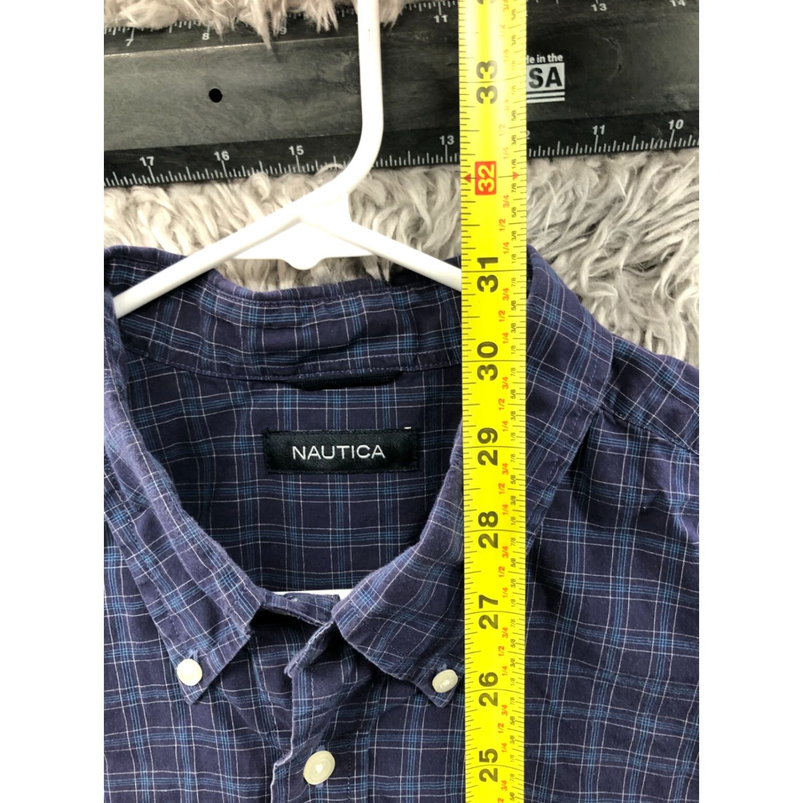 Nautica Nautica Shirt Mens M Long Sleeve Button-Down Collar Blue Purple Plaid Size US M / EU 48-50 / 2 - 6 Thumbnail