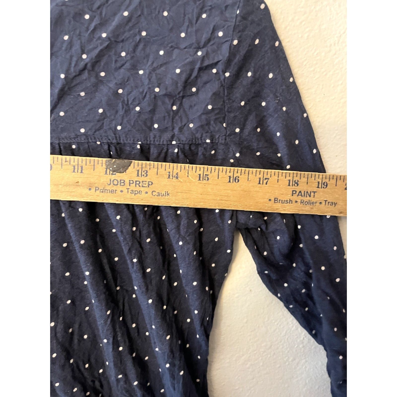 H&M LOGG by H&M Womens top 3/4 Sleeve Henley Navy Blue Polka Dot M Casual Shirt Womens Size M / US 6-8 / IT 42-44 - 4 Thumbnail