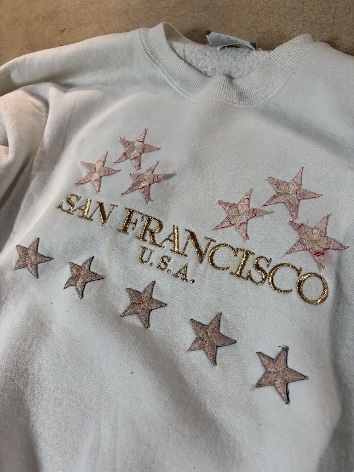 Lee Vintage 90s Lee San Francisco Star Crewneck Sweatshirt White Size US XL / EU 56 / 4 - 2 Thumbnail
