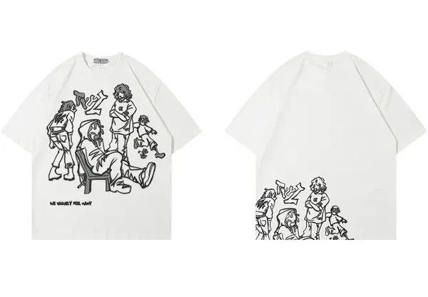 VIBE Streetwear Funny Anime Cartoon Graphic Oversized T-Shirt y2k Size US M / EU 48-50 / 2 - 8 Thumbnail