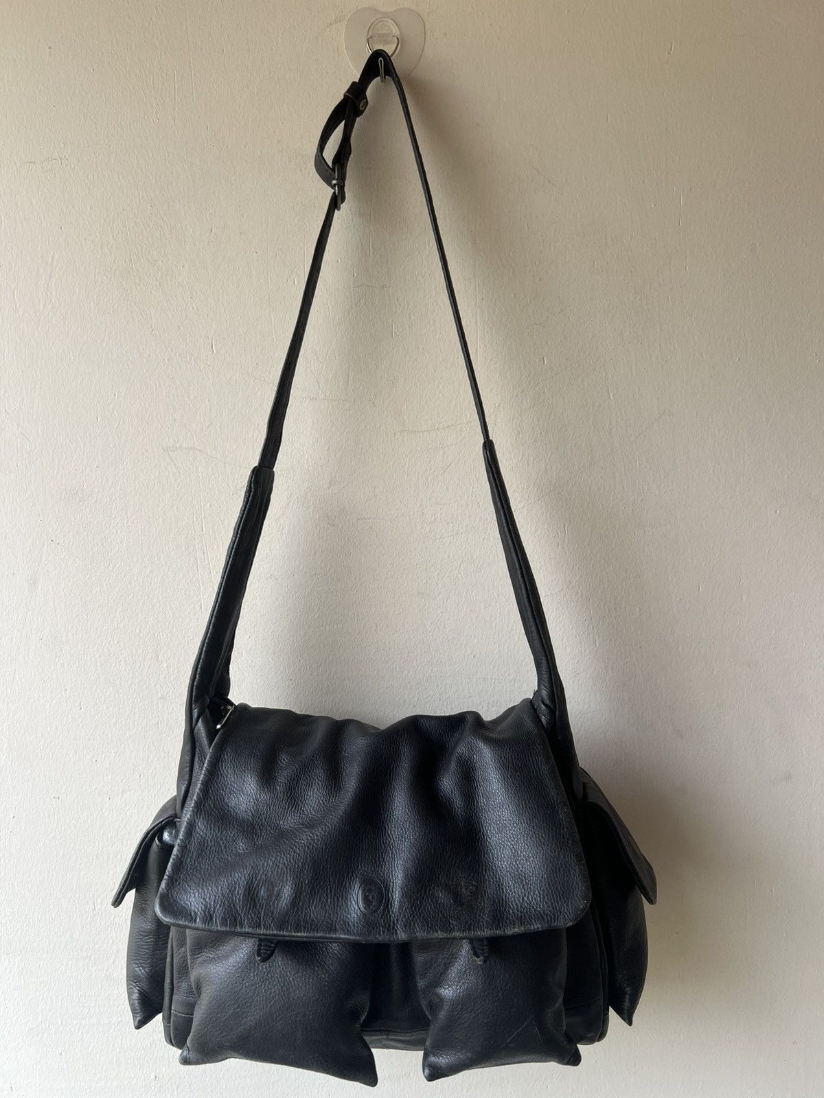 Leather Vintage ROSSI Florence Italy Faded Patina Cargo Sling Bag Size ONE SIZE - 16 Thumbnail
