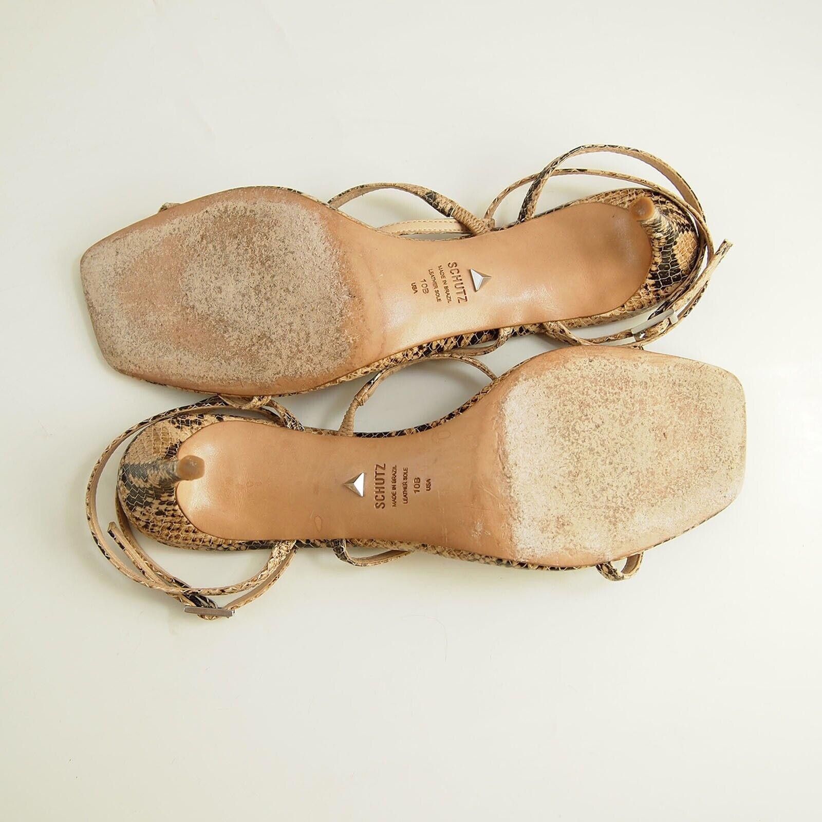 Designer Schutz Strappy Sandals Python Print Mid Heel US 10 B EU 40 Size US 10 / IT 40 - 7 Thumbnail