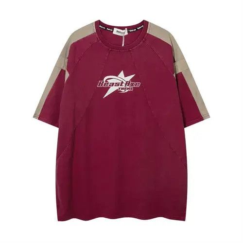 VIBE Aihara x Hara Red retro star washed old stitching loose tee Size US M / EU 48-50 / 2 - 5 Thumbnail