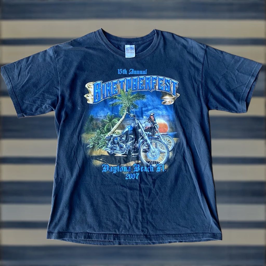 Gildan VINTAGE Y2K Biketoberfest Daytona Beach T Shirt Large Biker Motorcycle Shirt Mens Size US L / EU 52-54 / 3 - 1 Thumbnail