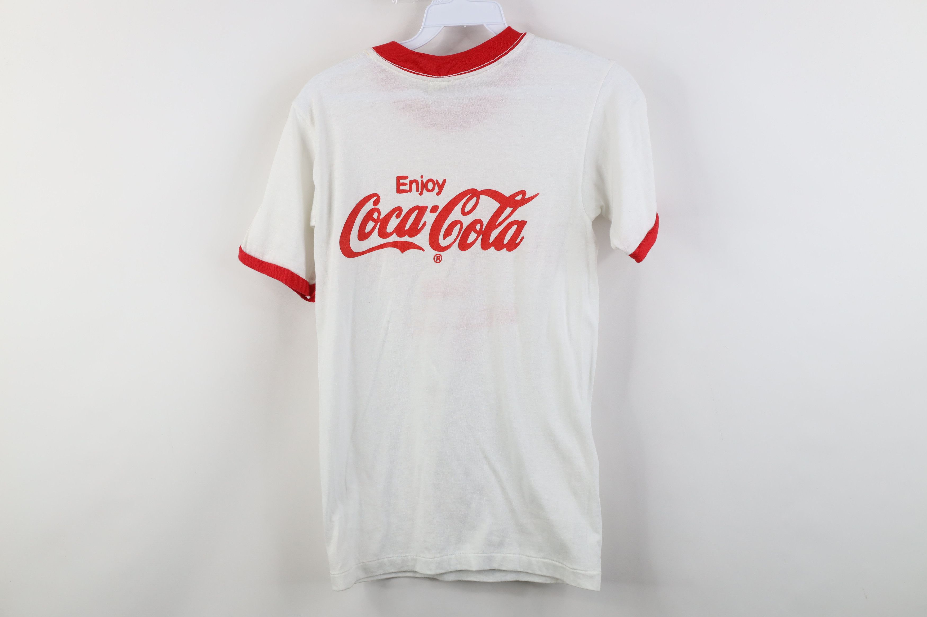 Vintage Vintage 80s Coca Cola Run Walk Ringer T-Shirt White USA Size S / US 4 / IT 40 - 11 Thumbnail