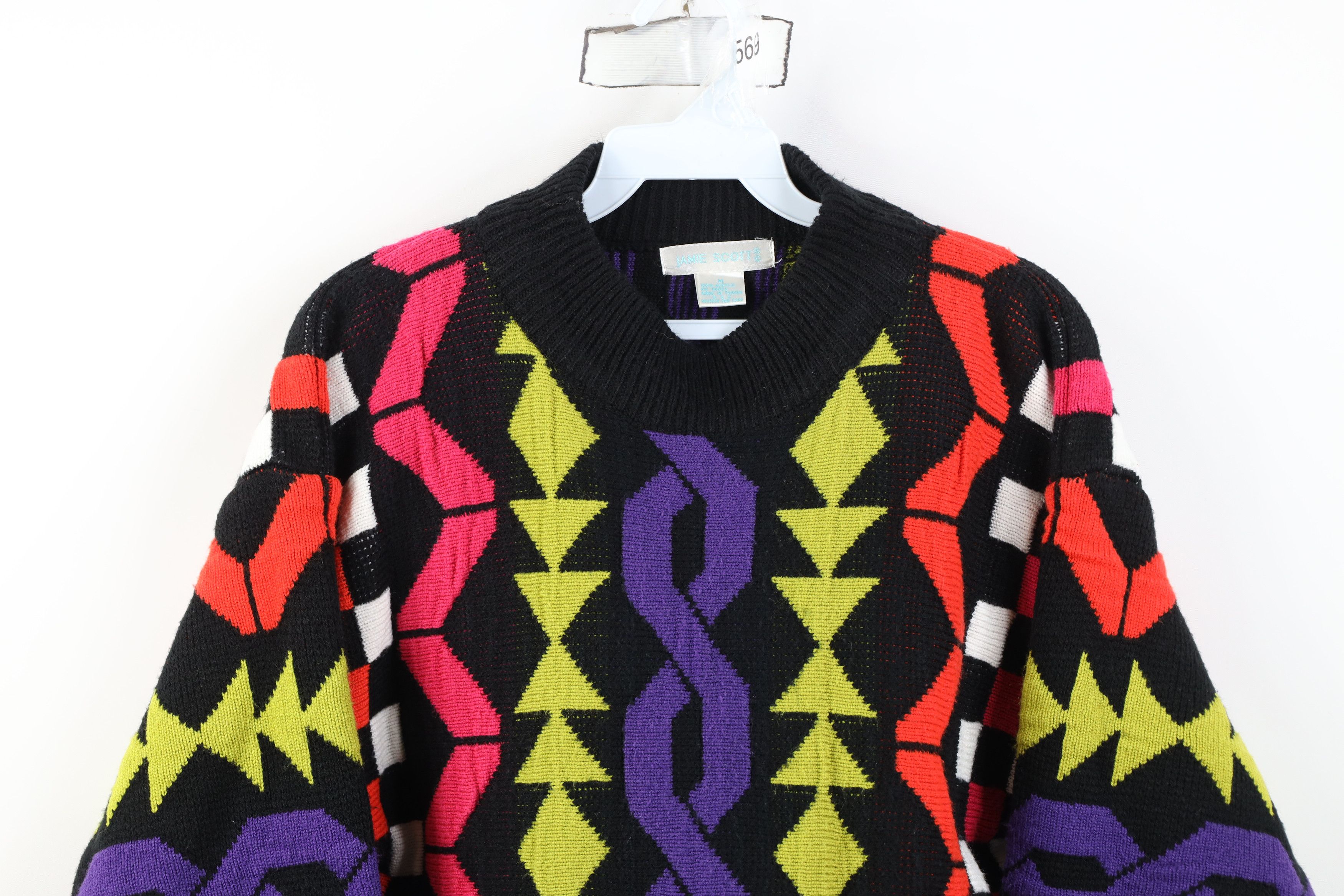 Vintage Vintage 90s Coogi Style Geometric Knit Mock Neck Sweater Size M / US 6-8 / IT 42-44 - 2 Thumbnail