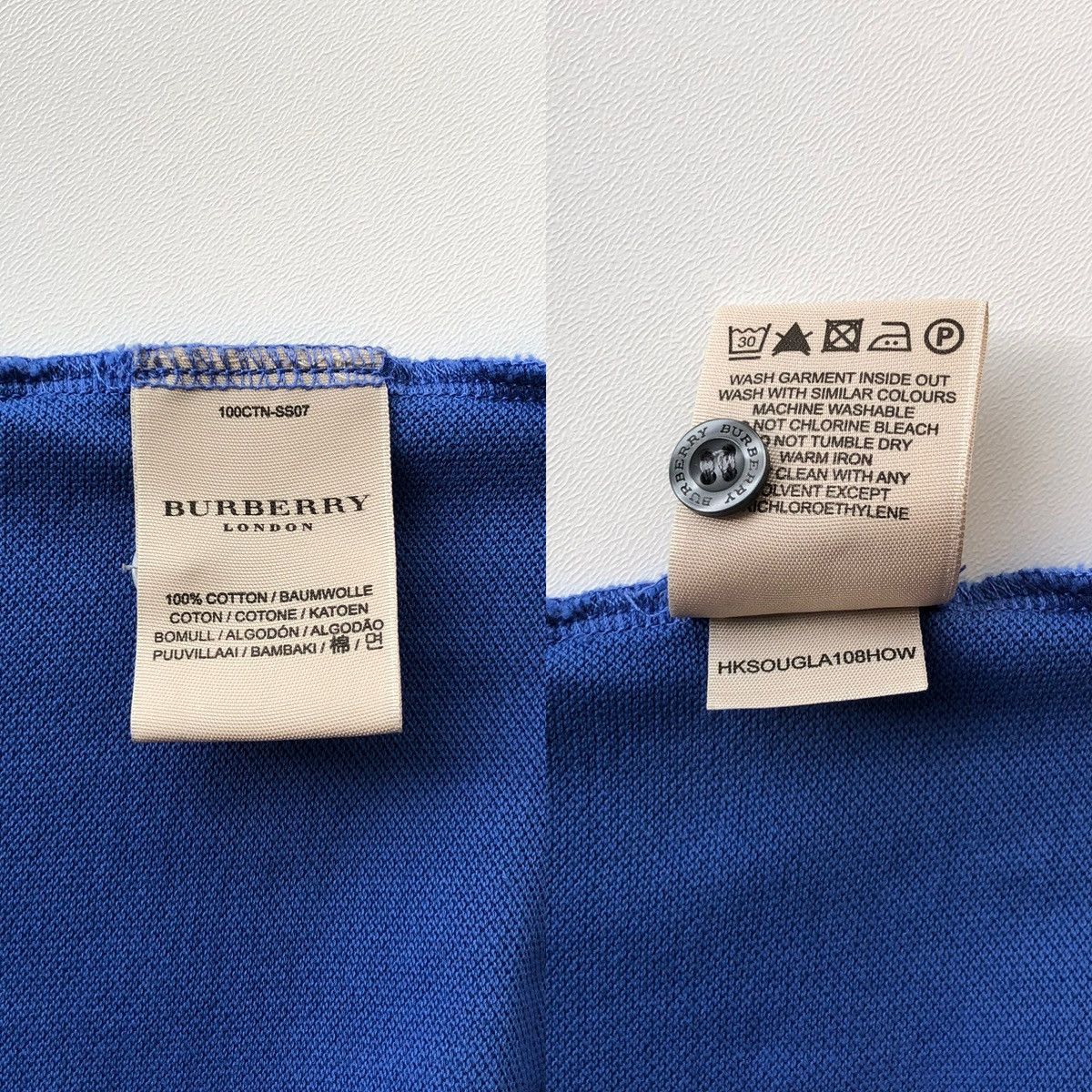 Burberry Burberry London Nova Check Cotton Pique Polo Shirt Blue Size US L / EU 52-54 / 3 - 8 Thumbnail