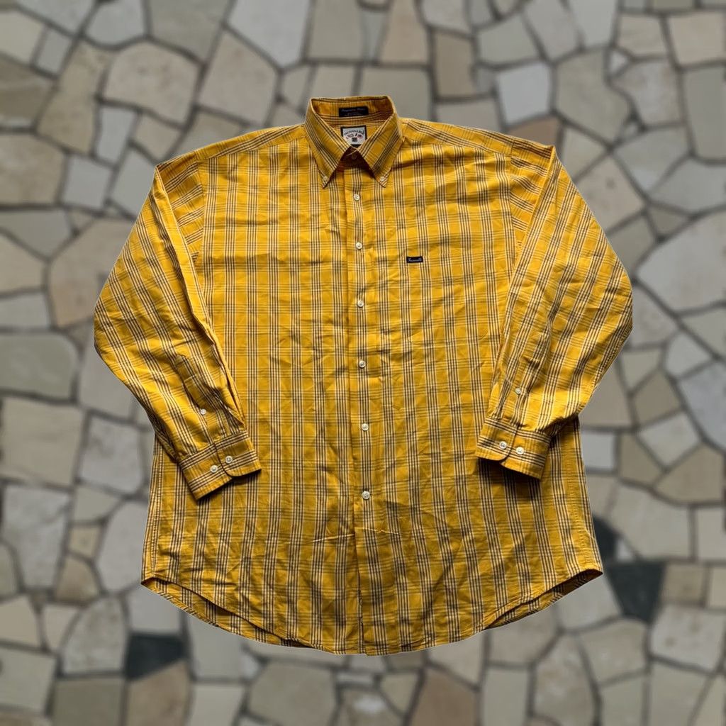 Faconnable VINTAGE Faconnable Shirt Button-Up Long Sleeve Yellow & White Plaid 100% Cotton Mens L Size US L / EU 52-54 / 3 - 1 Thumbnail