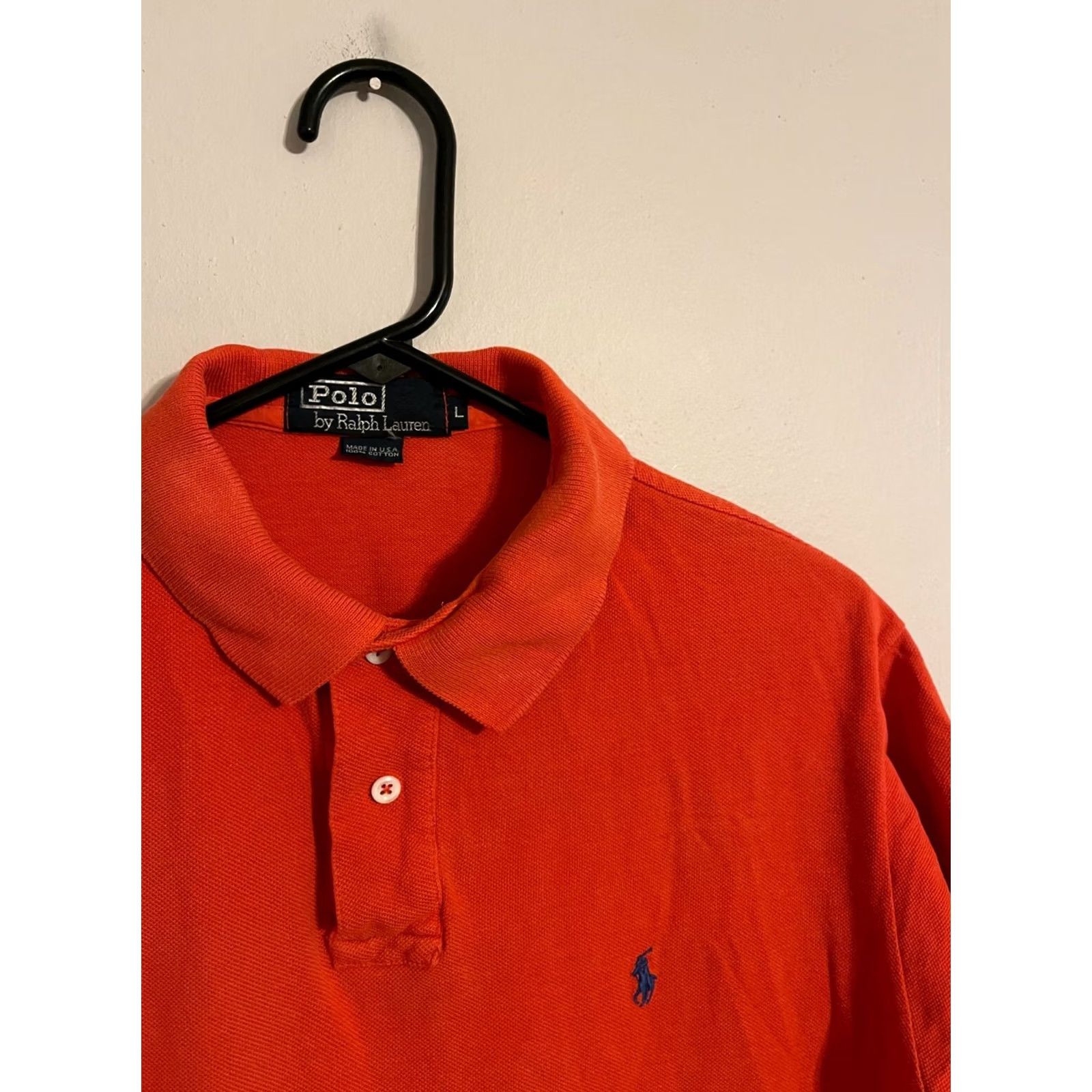 Polo Ralph Lauren VINTAGE Polo Ralph Lauren USA Orange Blue Pony Logo Polo Shirt Mens L Size US L / EU 52-54 / 3 - 2 Thumbnail