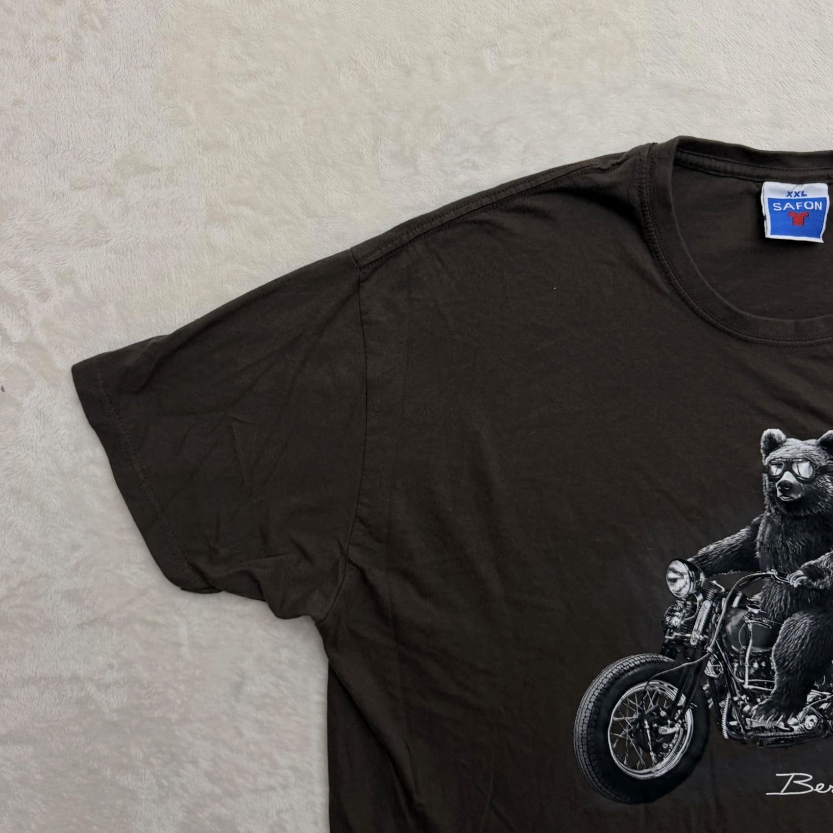 Vintage SAFON Shirt Mens 2XL Brown Berlin Bear Motorcycle Graphic T-Shirt Tee Streetwear Size US XXL / EU 58 / 5 - 6 Thumbnail