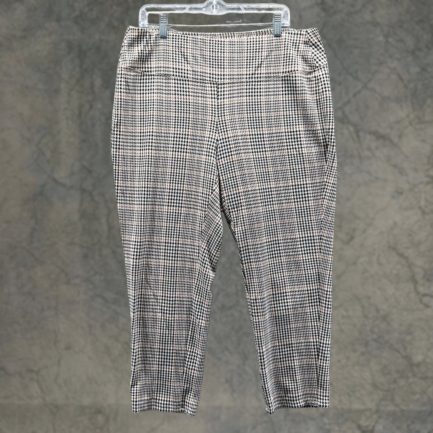 J. Jill J. Jill Pants Womens XL Petite Multicolor Check Cropped Tapered Pull On Knit Wearever Collection Pockets Elastic Waist Size 40" / US 18 - 1 Thumbnail