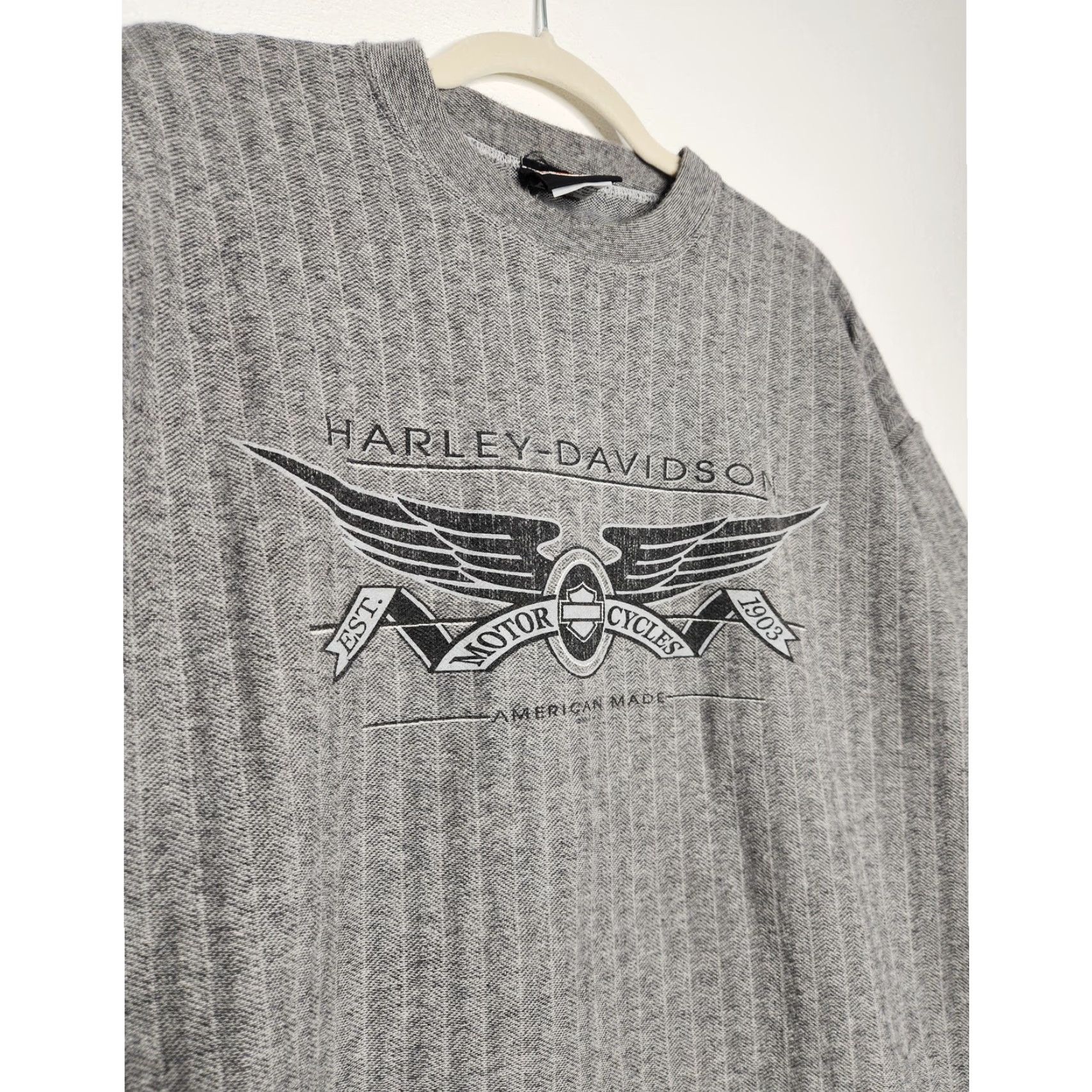 Harley Davidson VINTAGE Harley Davidson Kutter Wisconsin Eagle Double Sided Biker HD Stripe Gray XL Men Shirt Size US XL / EU 56 / 4 - 4 Thumbnail