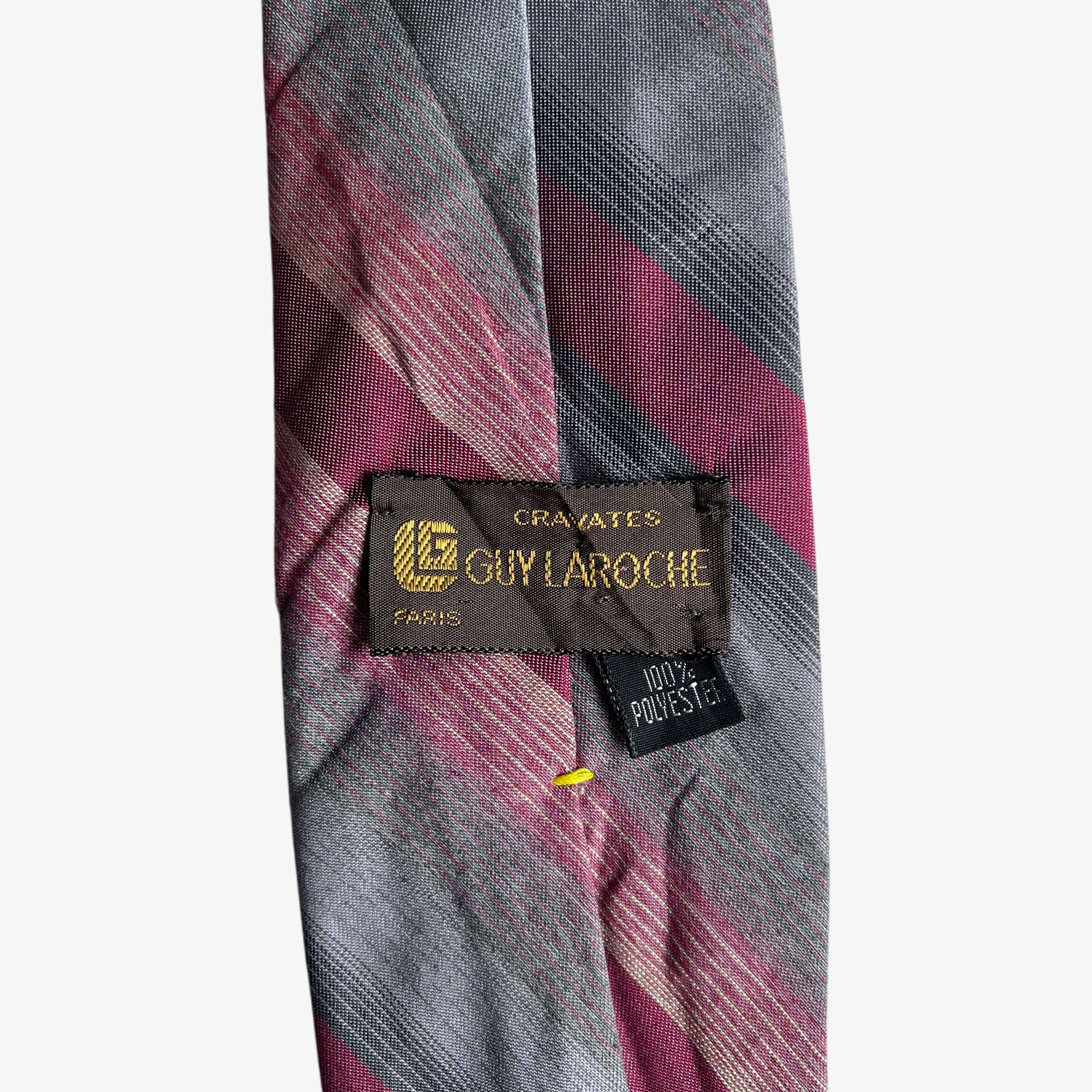 Guy Laroche Vintage 80s Guy Laroche Red & Grey Striped Tie Size ONE SIZE - 2 Thumbnail