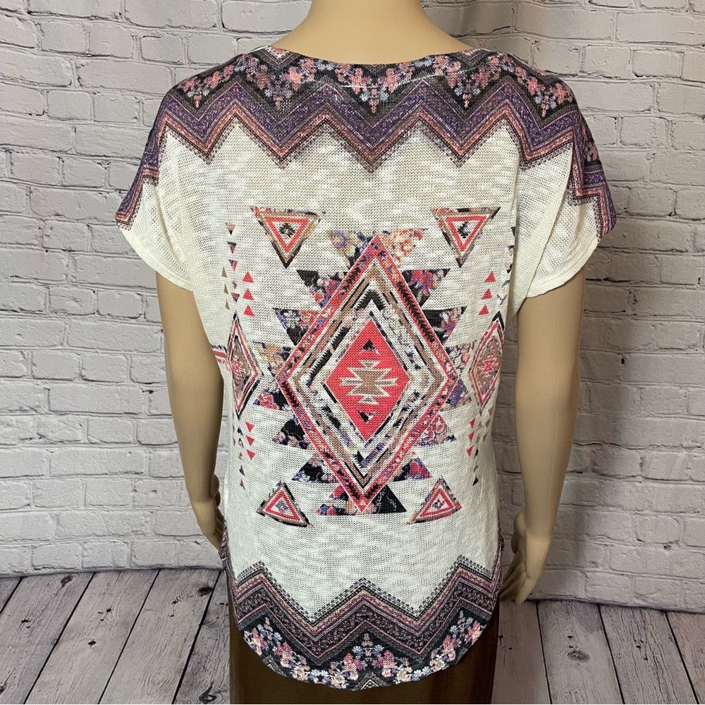 Other New Gaze Aztec Print Knit Short Sleeve Top Size L Size L / US 10 / IT 46 - 4 Thumbnail