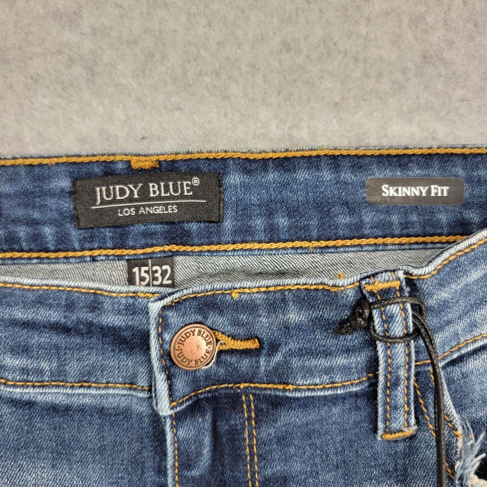 Vintage Judy Blue Jeans Womens 15/32 Dark Blue high Rise Distressed skinny fit NWT Jeans Size 36" / US 14 / IT 50 - 3 Thumbnail