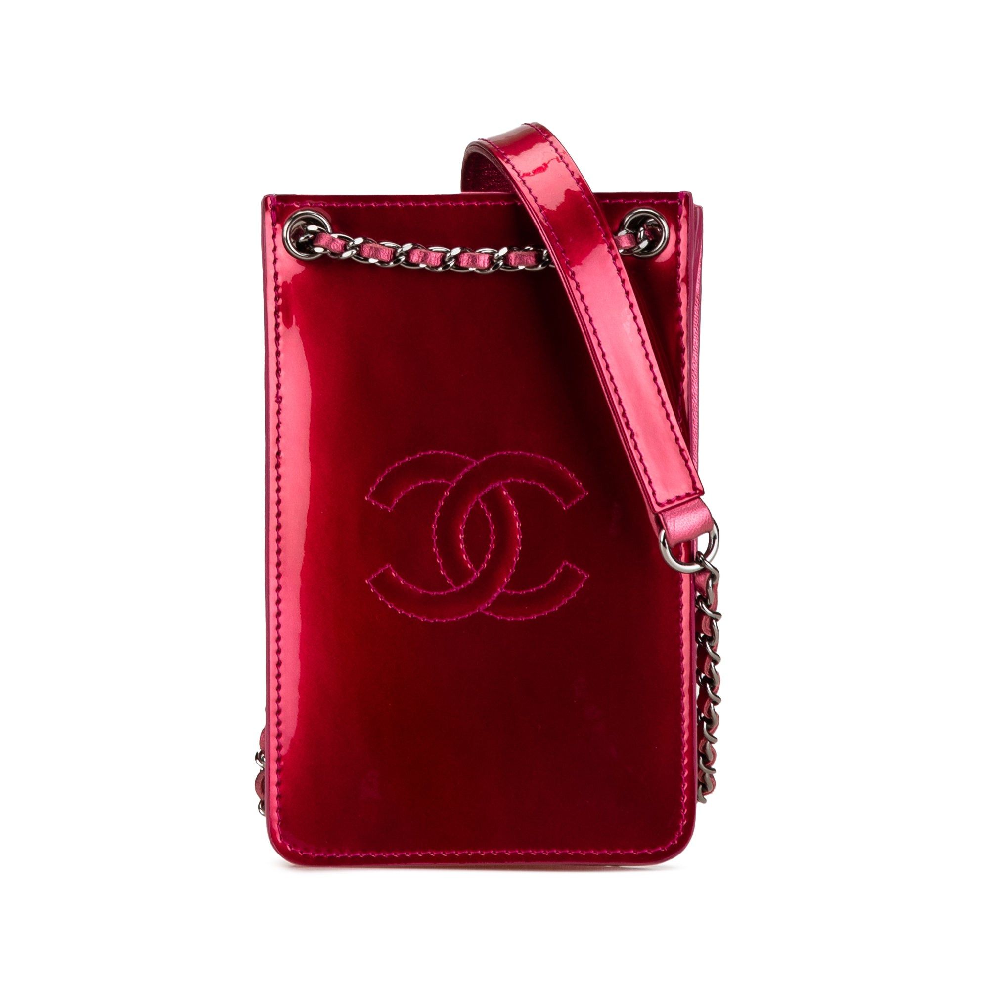 Chanel Chanel CC Patent Phone Holder Crossbody Pink Size ONE SIZE - 1 Thumbnail