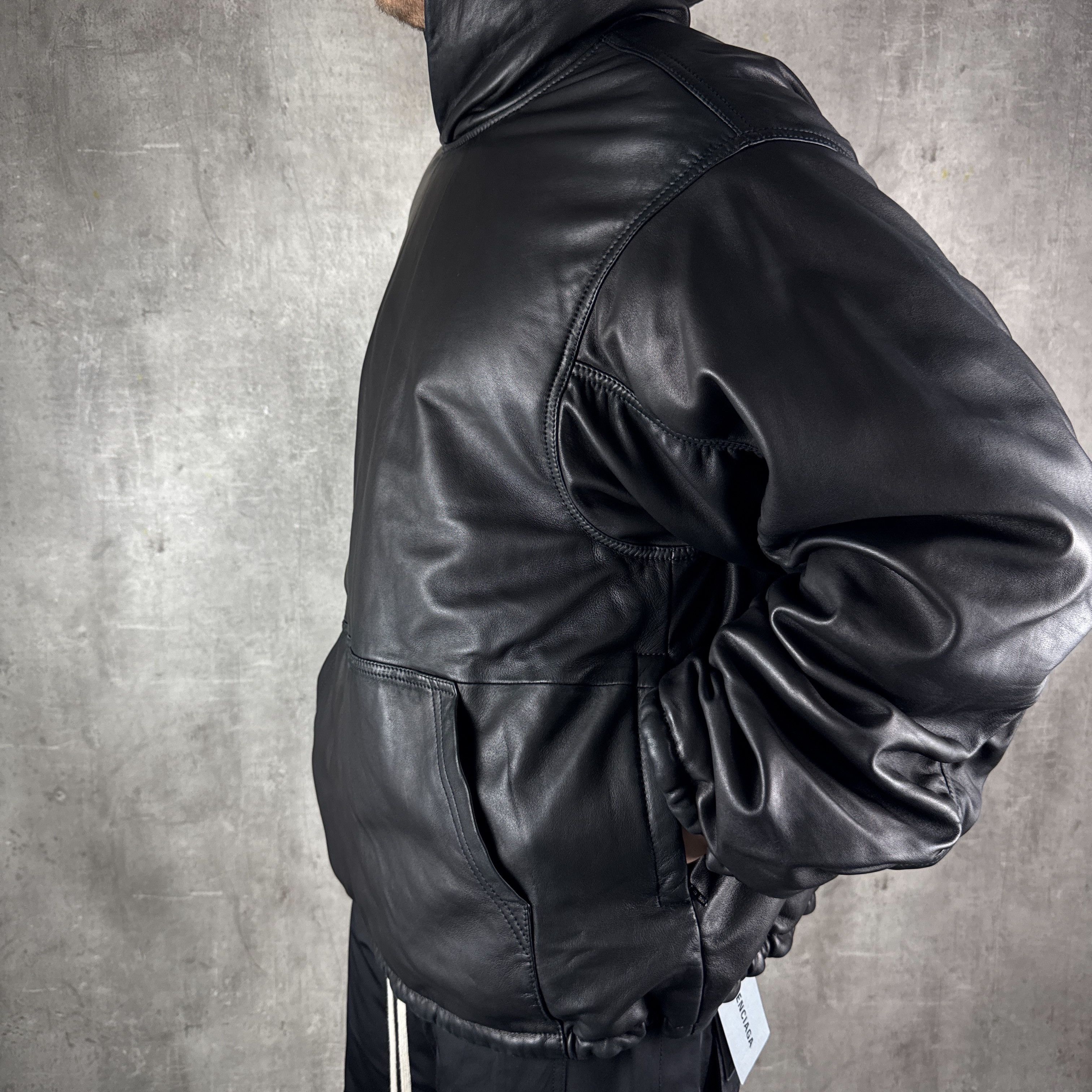 Balenciaga BALENCIAGA Oversized Leather Hoodie Size US S / EU 44-46 / 1 - 8 Thumbnail