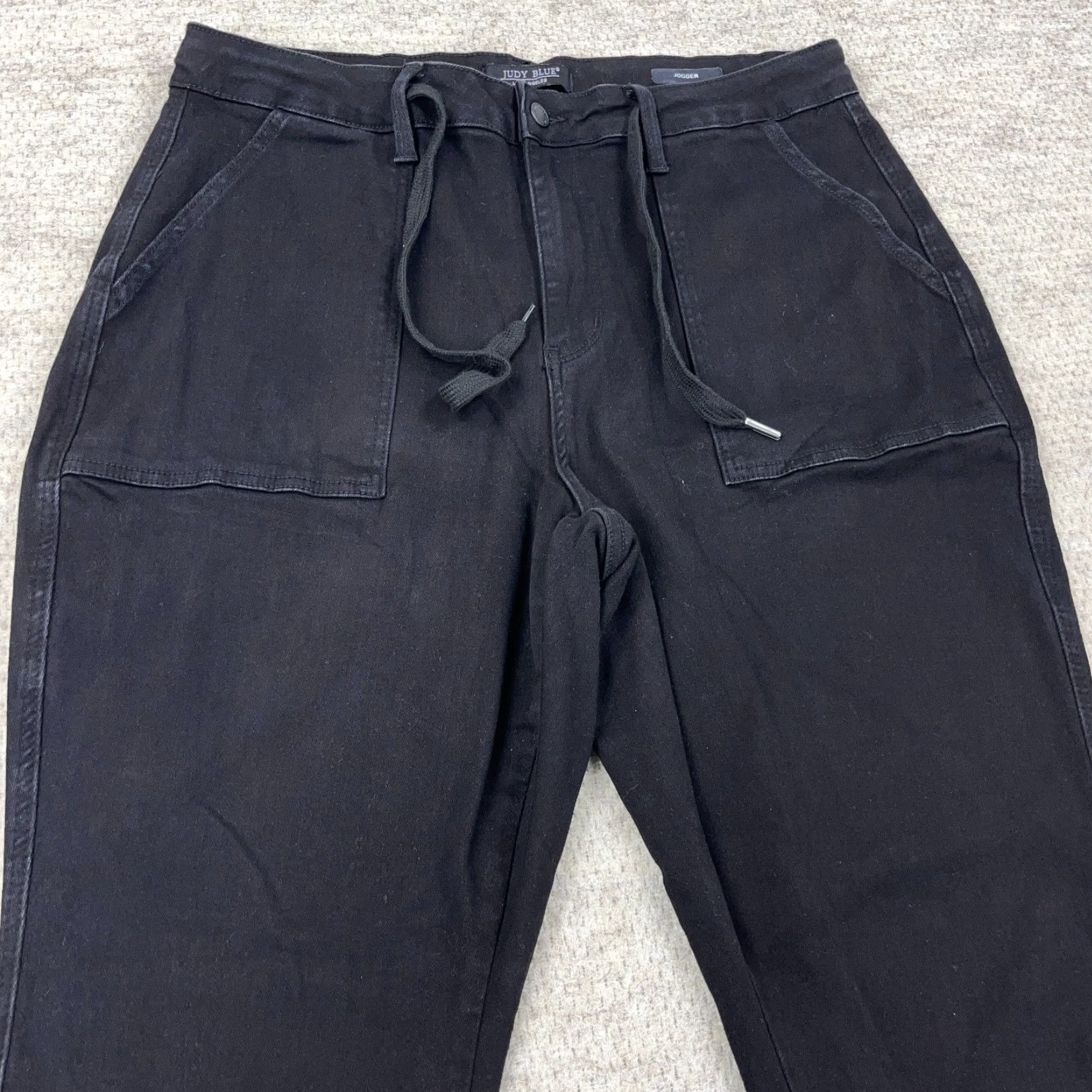 Denime Judy Blue Jeans Women 16W Black Denim Jogger Pants Drawstring Garment Dyed Pant Size 38" / US 16 / IT 52 - 4 Thumbnail