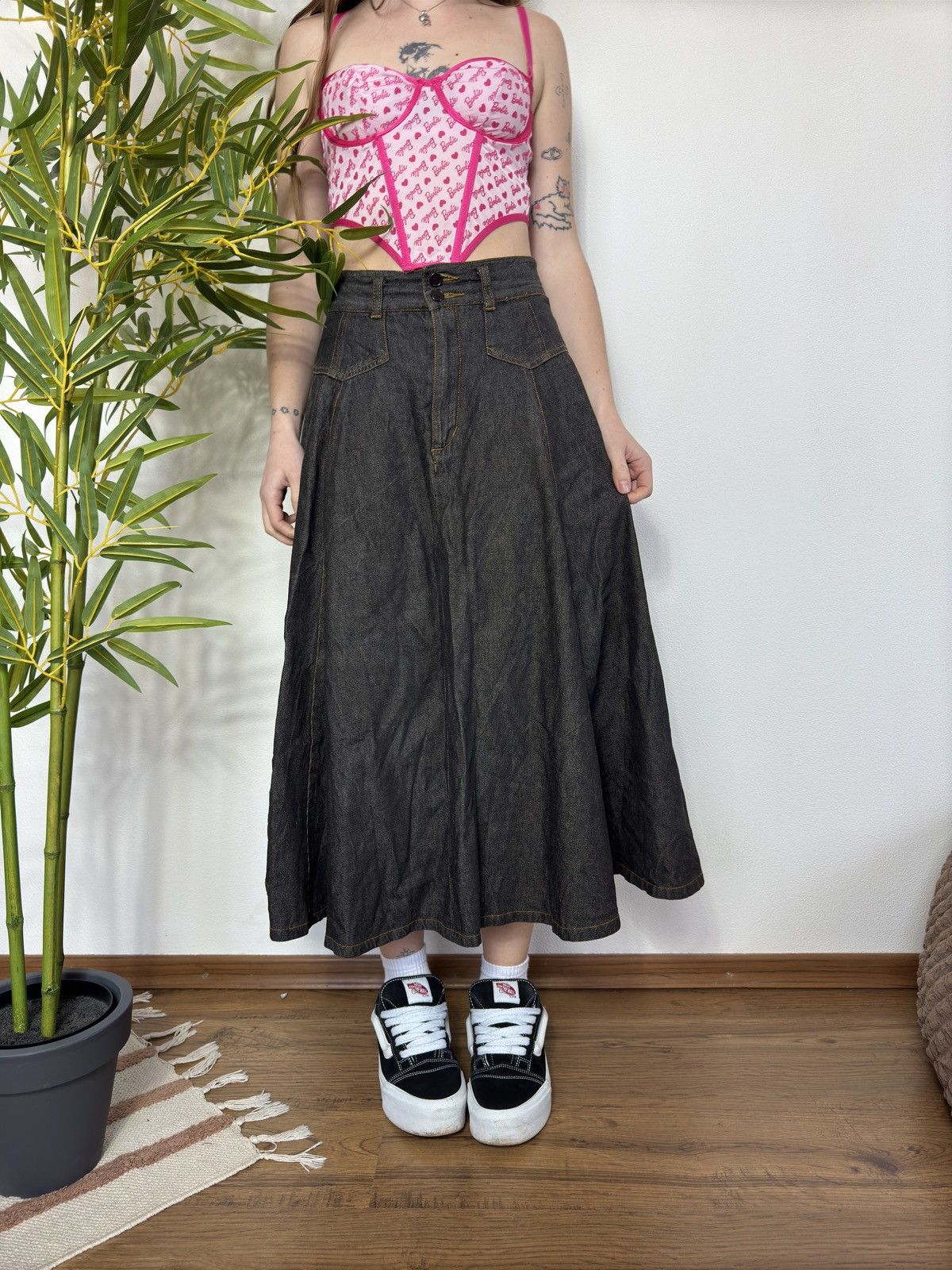 Japanese Brand VINTAGE 2000s MAXI WASHED JAPANESE SUN DENIM SKIRT Size 26" / US 2 / IT 38 - 5 Thumbnail