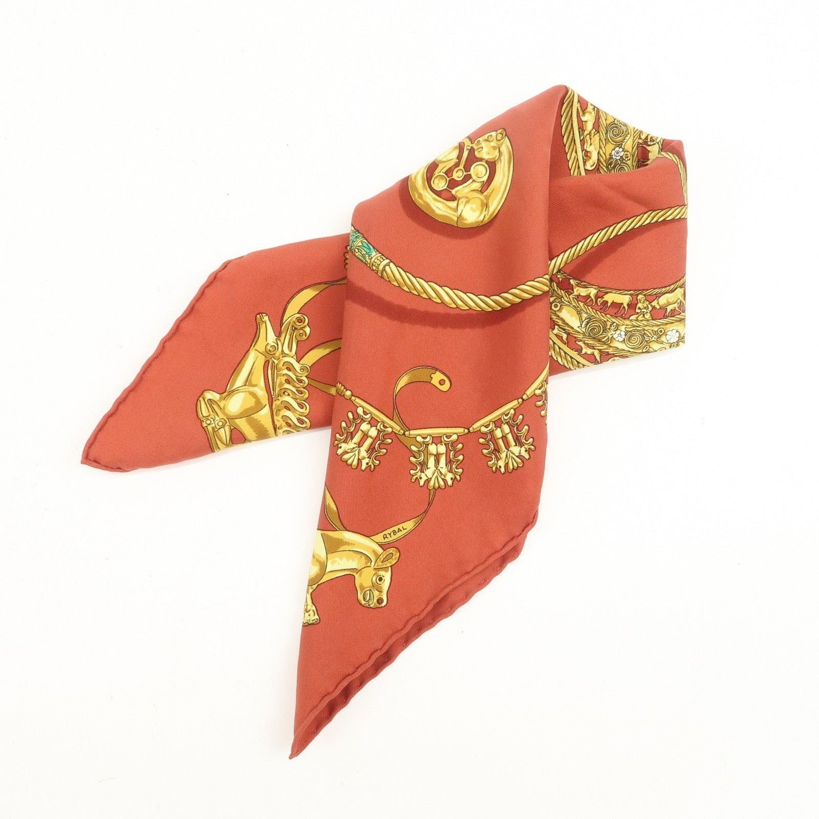Hermes Hermes Les Cavaliers D'Or Silk Scarf Red Size ONE SIZE - 5 Thumbnail